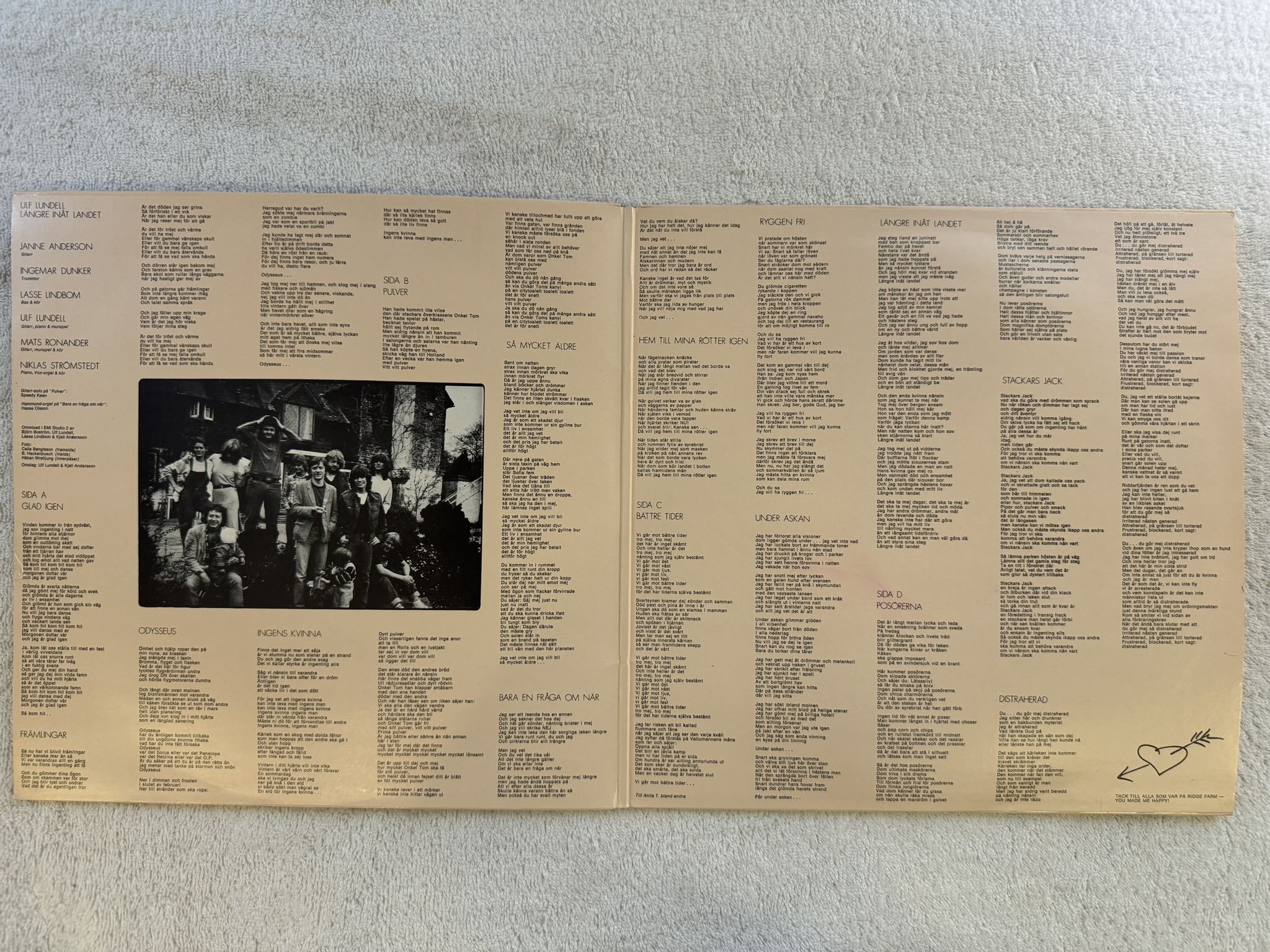 Omslagsbild för skivan ULF LUNDELL Längre Inåt Landet 2xLP -80 EMI 7C 156-35788/9 *** SIGNED ***