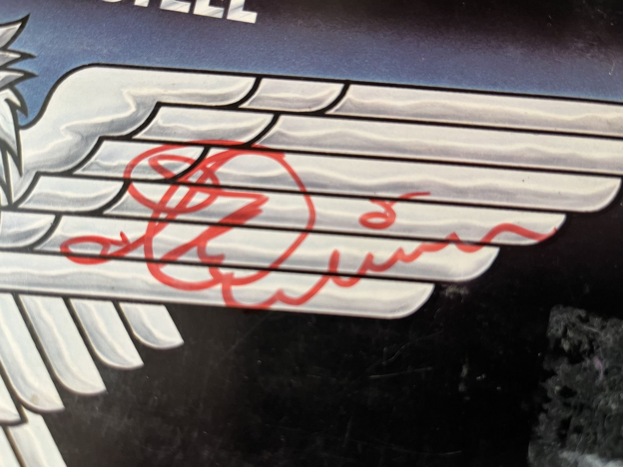 Omslagsbild för skivan SAXON Wheels Of Steel LP -80 ncb CARRERE CALS 115 *** SIGNED ***