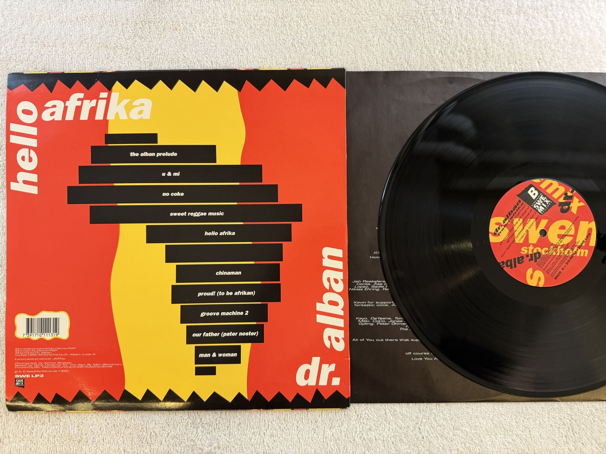 Omslagsbild för skivan DR ALBAN hello Afrika LP -90 SWEMIX SWE LP3 ** SIGNED **