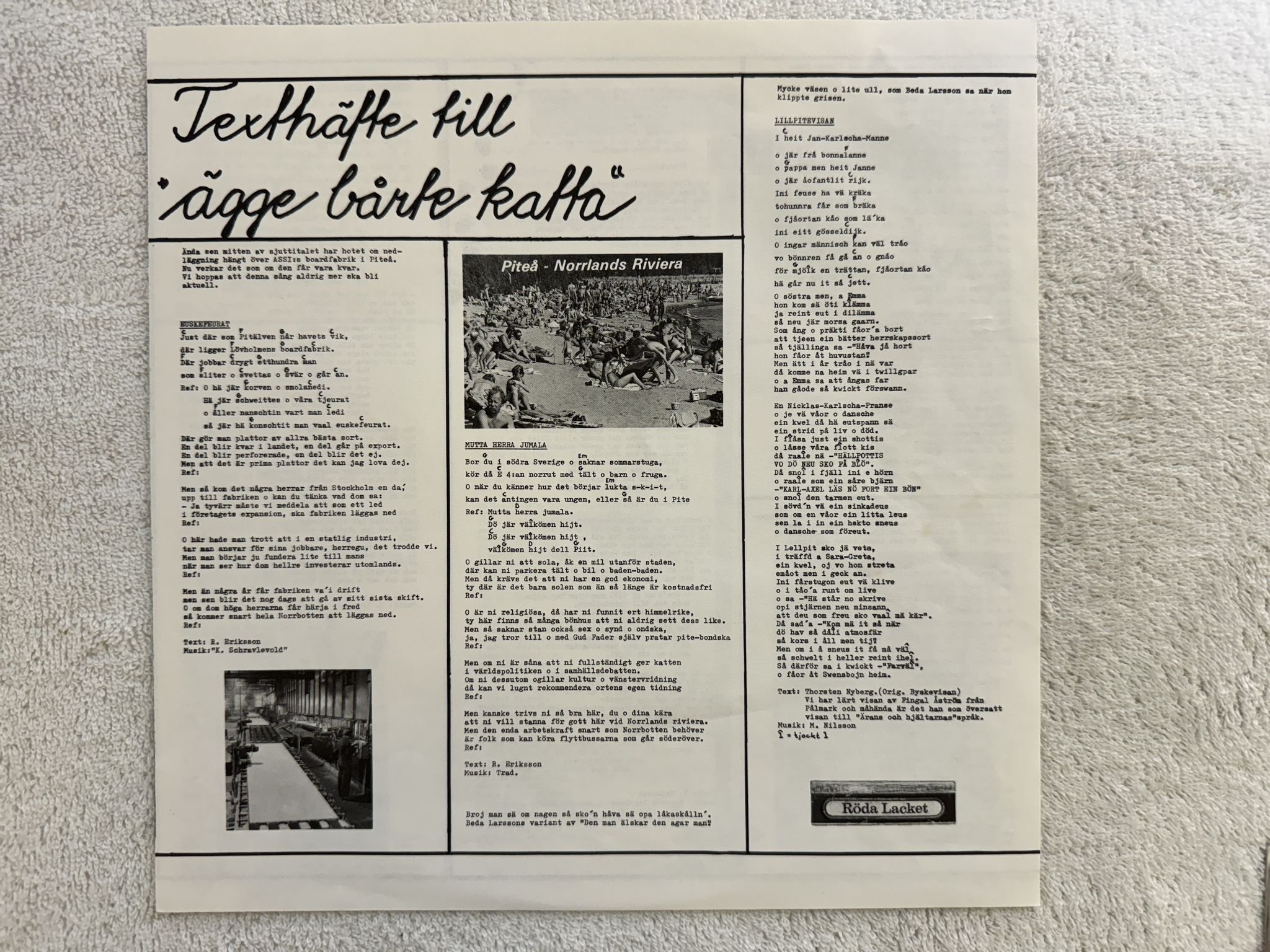 Omslagsbild för skivan EUSKEFURAT Ägge Bårte Katta LP -82 Meukskrede Records – MEUK 001 ** SIGNED **