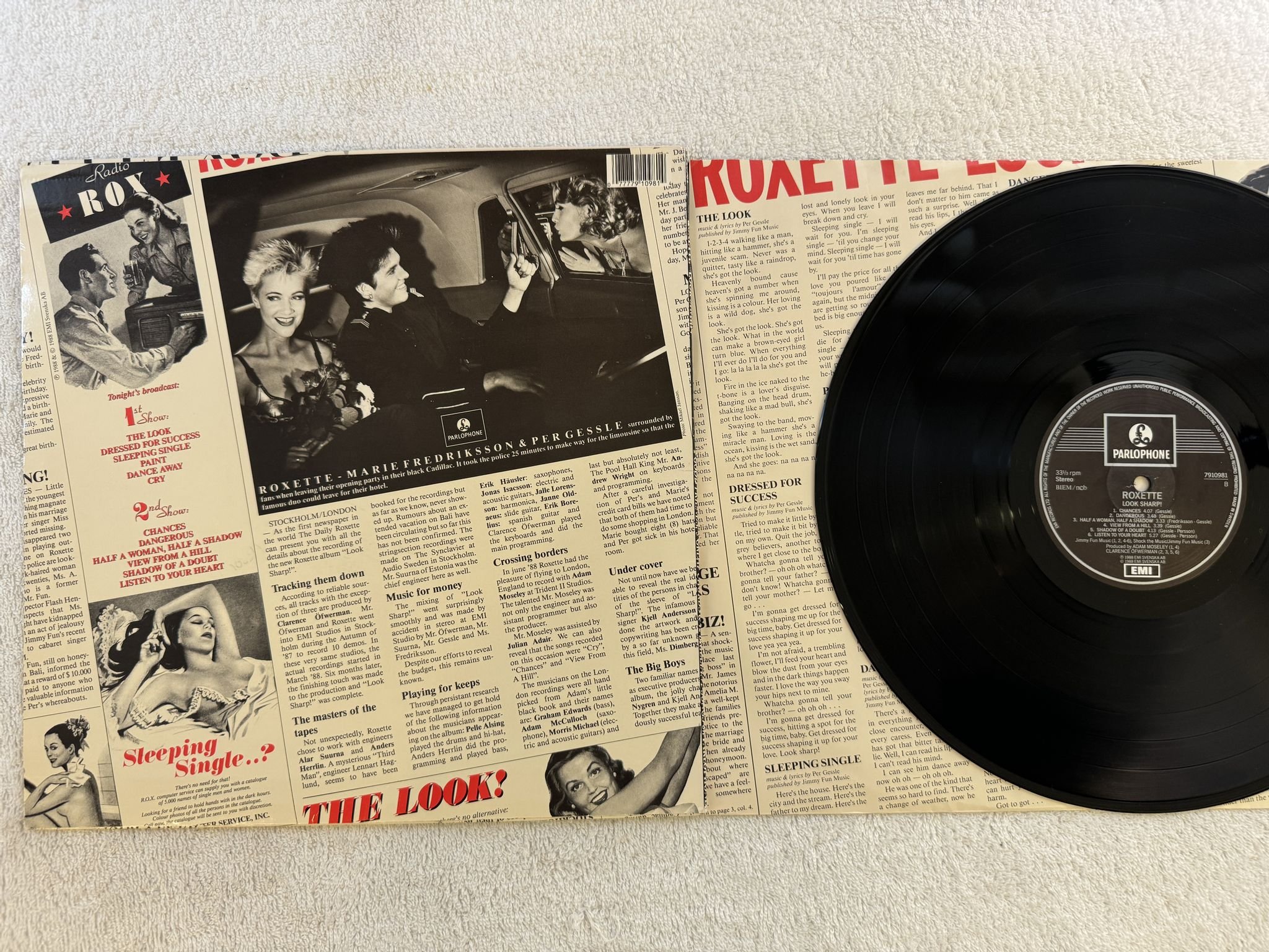 Omslagsbild för skivan ROXETTE look sharp! LP -88 PARLOPHONE 7910981 ** FULLY SIGNED **