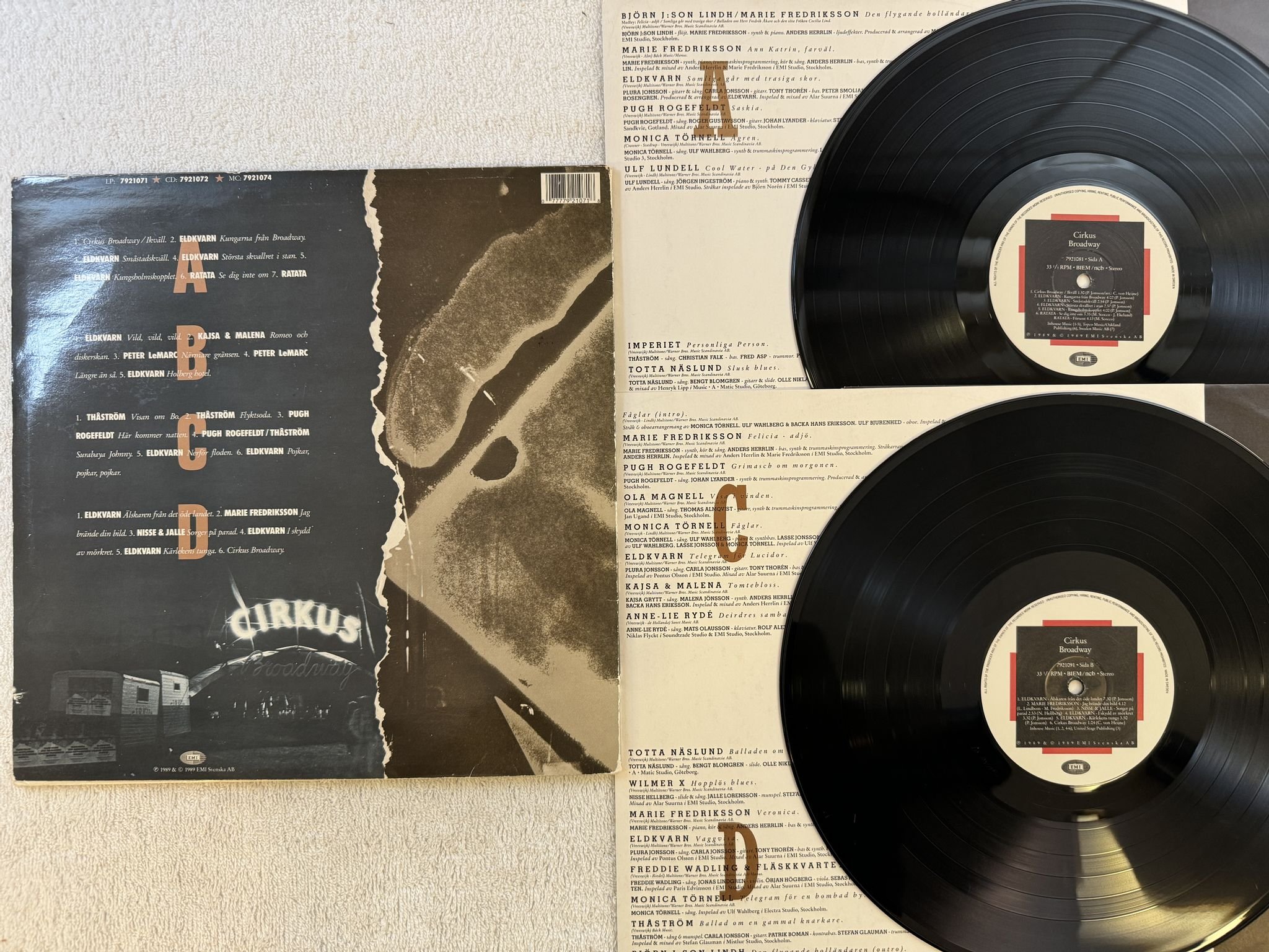 Omslagsbild för skivan V/A Cirkus Broadway 2xLP -89 EMI 7921071 ** SIGNED by PLURA + 3 **