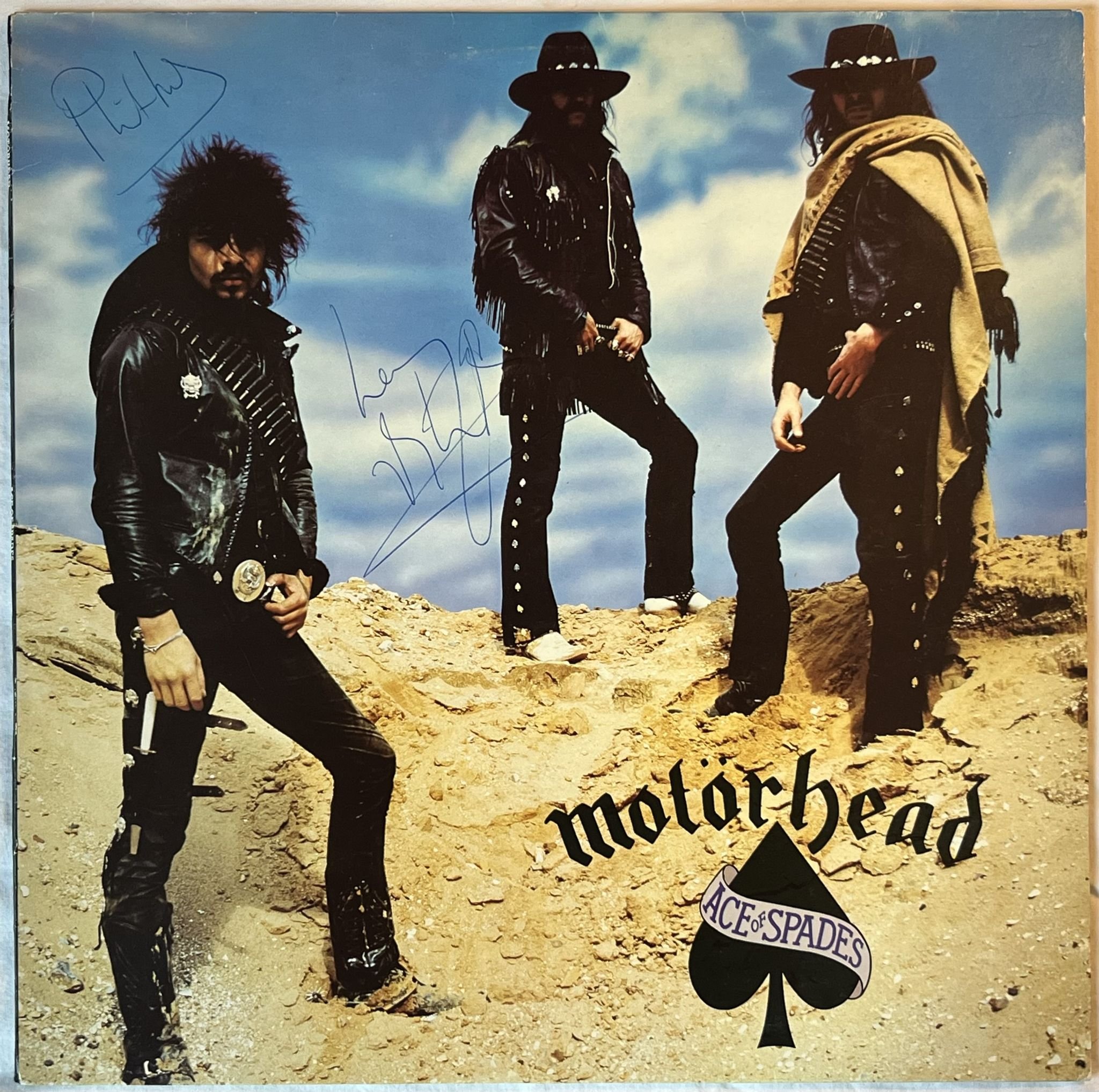 Omslagsbild för skivan MOTORHEAD ace of spades LP -80 ncb BRONZE BRON 531 *** SIGNED by LEMMY ***