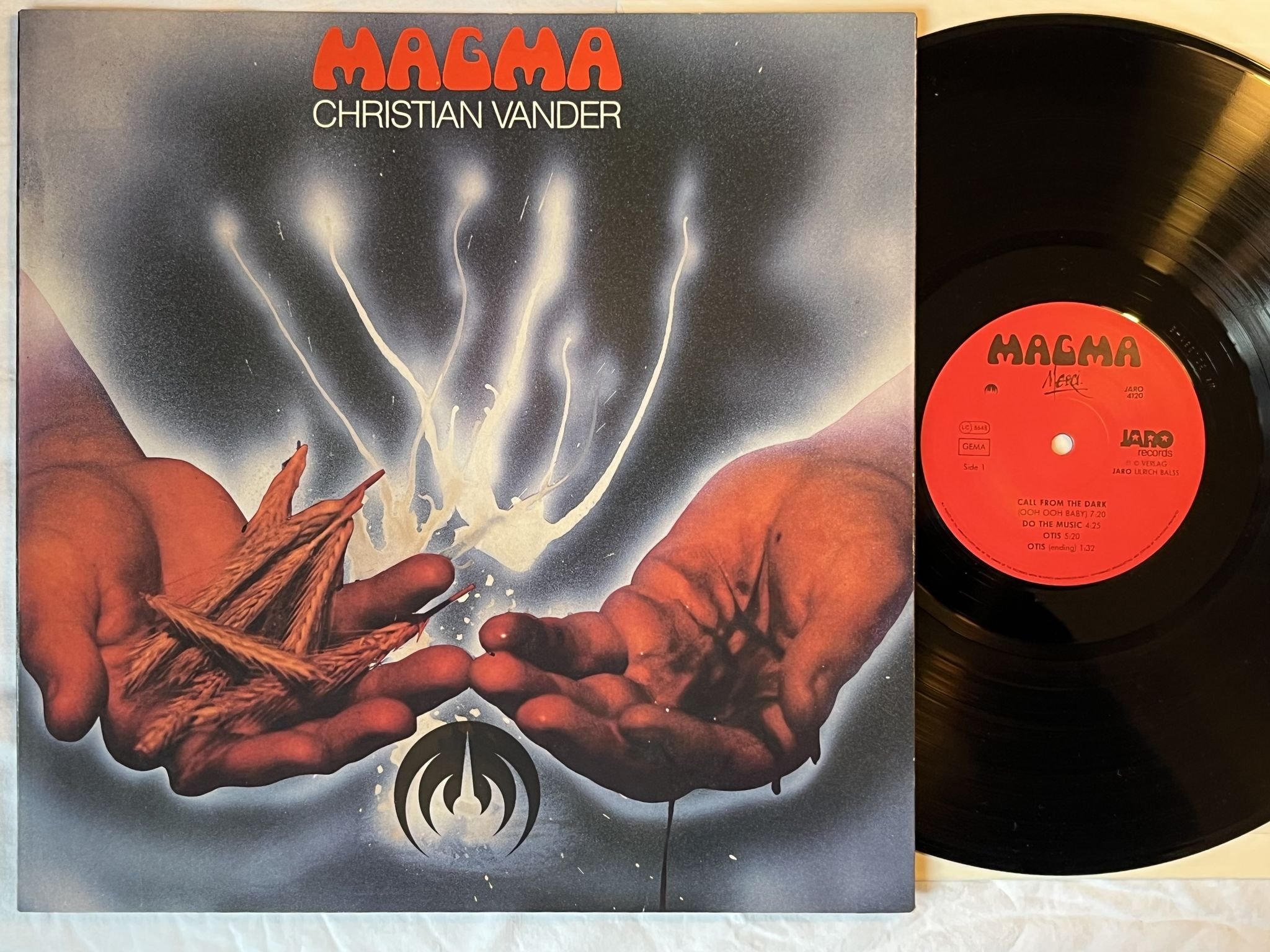 Omslagsbild för skivan MAGMA / Christian Vander - Merci LP -84 Ger JARO 4120 *** FULLY SIGNED ***