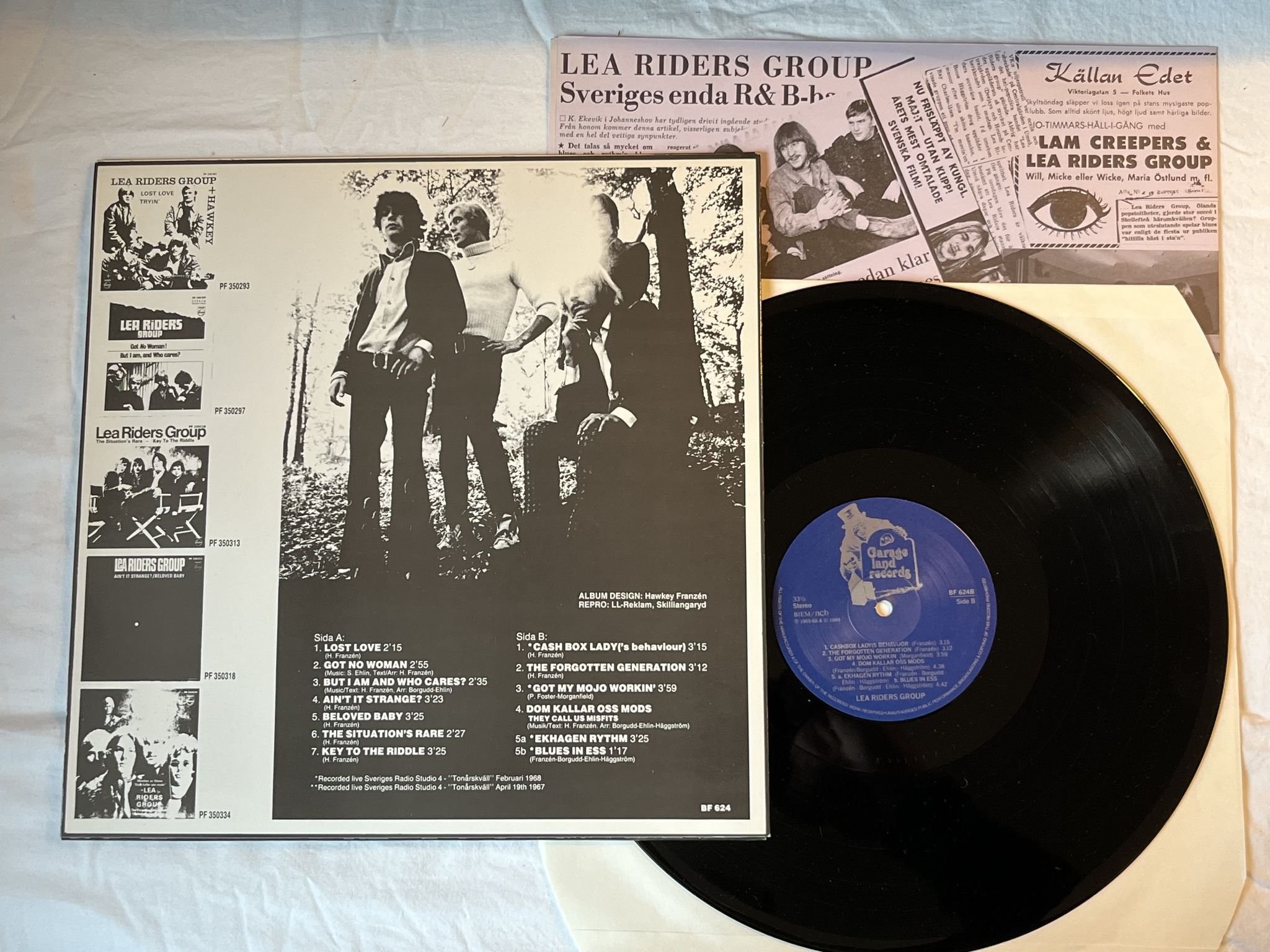 Omslagsbild för skivan LEA RIDER GROUP s/t LP -89 Swe GARAGELAND BF 624 ** FULLY SIGNED **