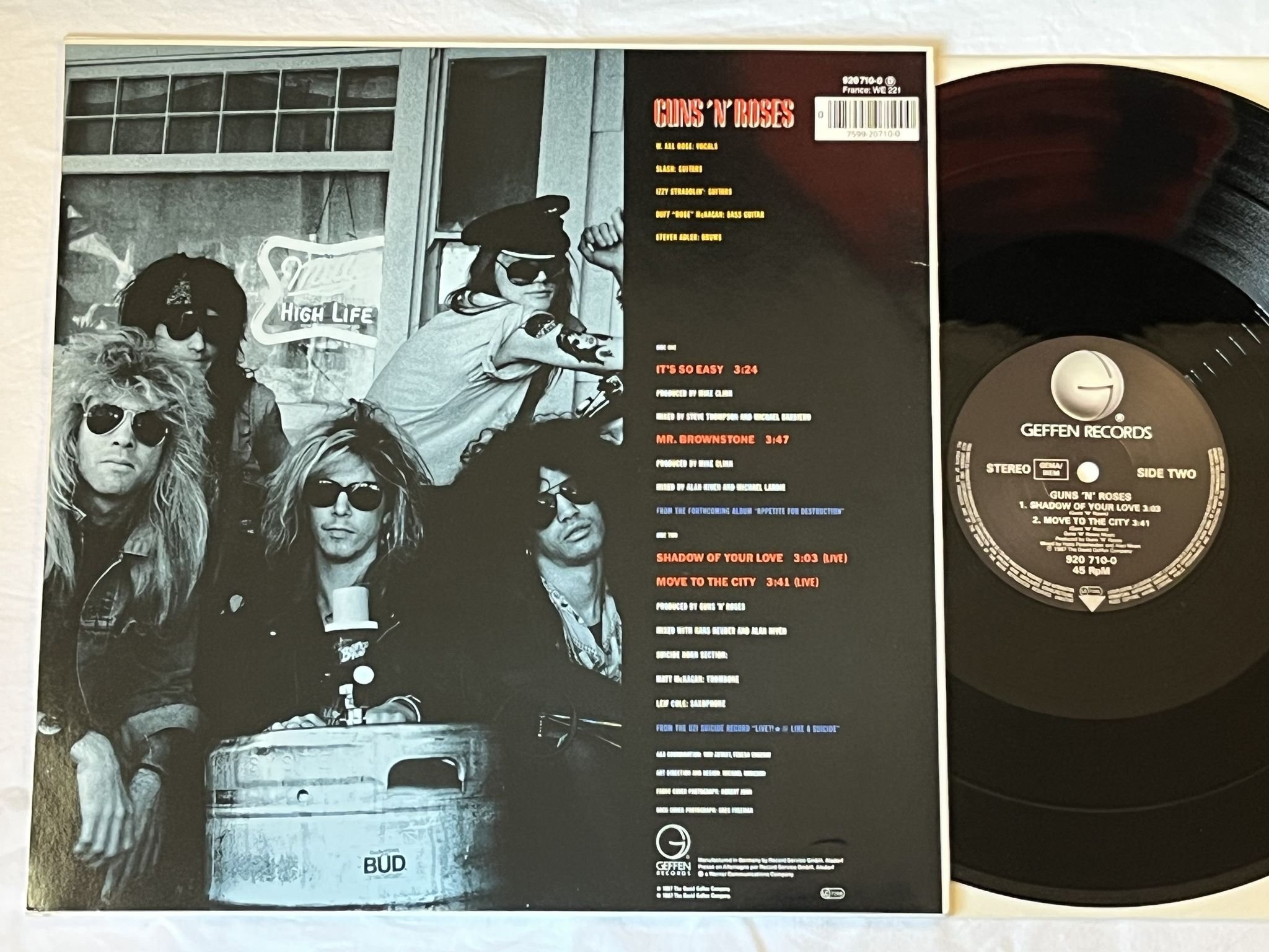 Omslagsbild för skivan GUNS N ROSES it's to easy 12"SINGLE -87 Ger GEFFEN 920710-0