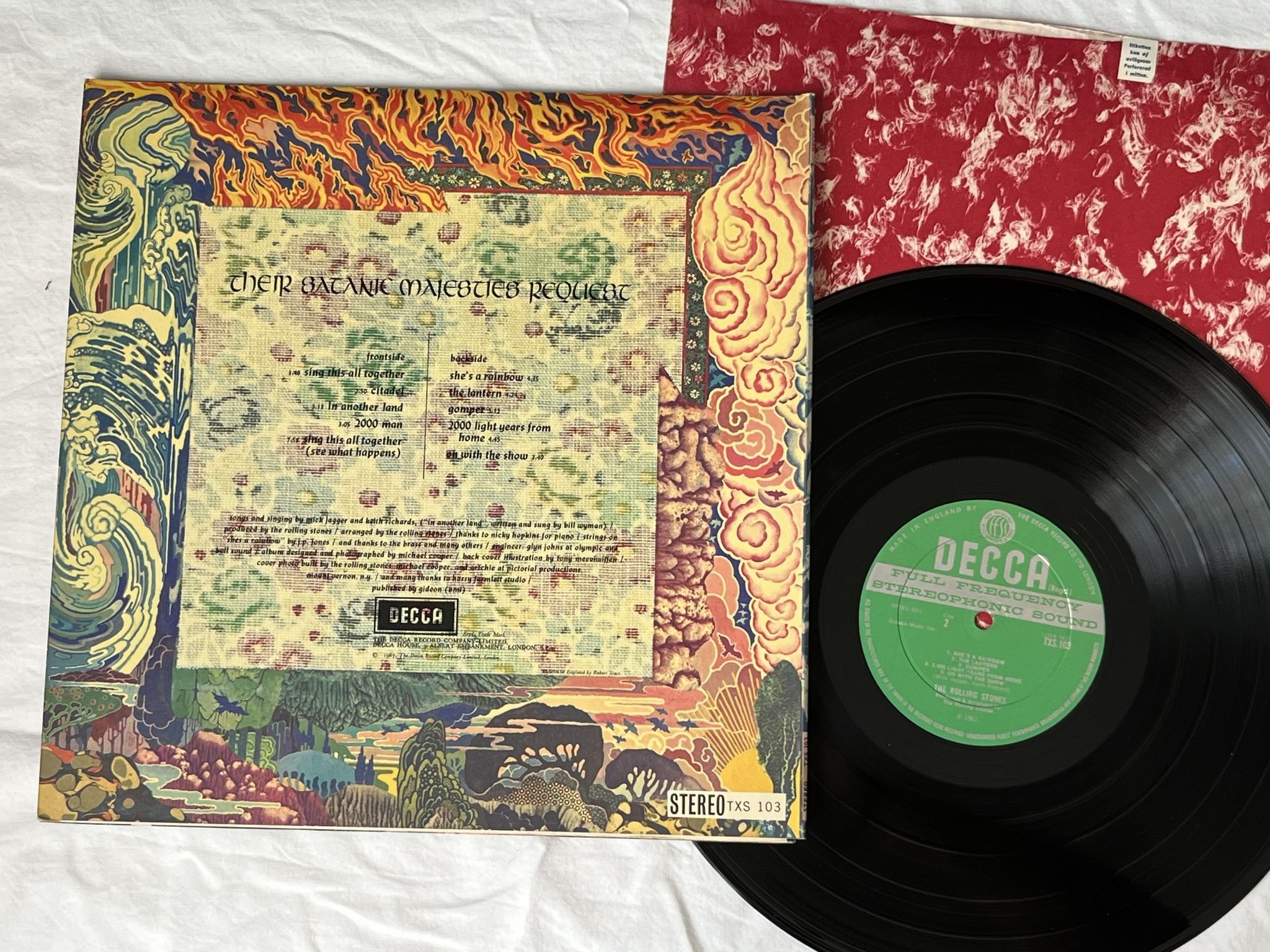 Omslagsbild för skivan THE ROLLING STONES Their Satanic Majesties Request LP -67 UK DECCA TXS 103
