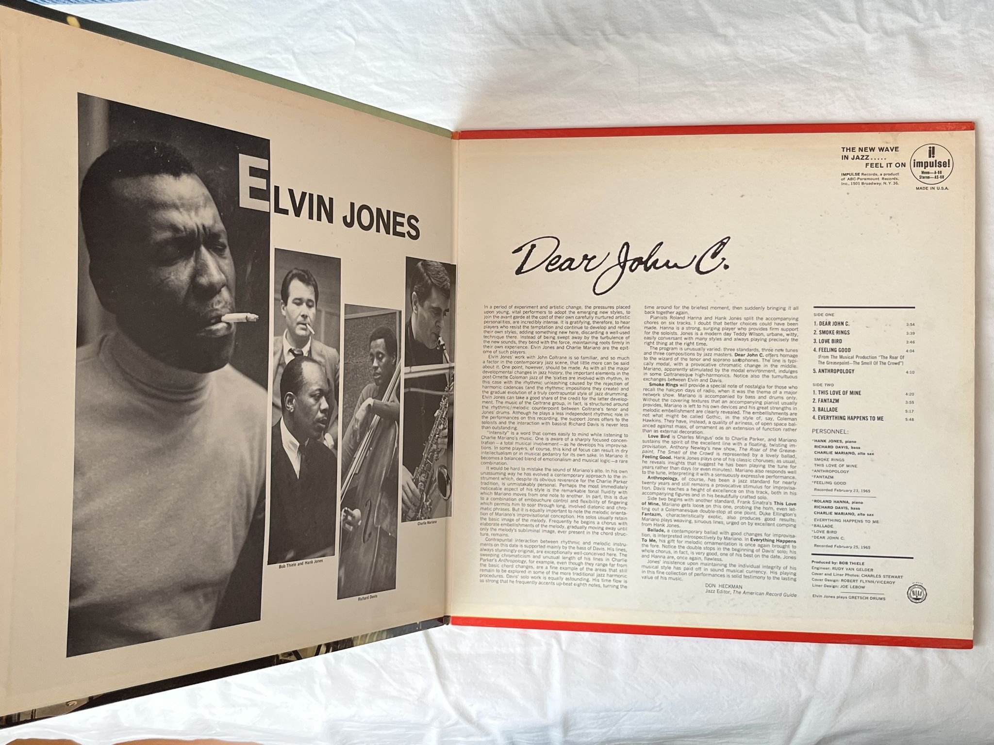 Omslagsbild för skivan ELVIN JONES Dear John C LP -65 US IMPULSE mono A-88 ** Van Gelder **