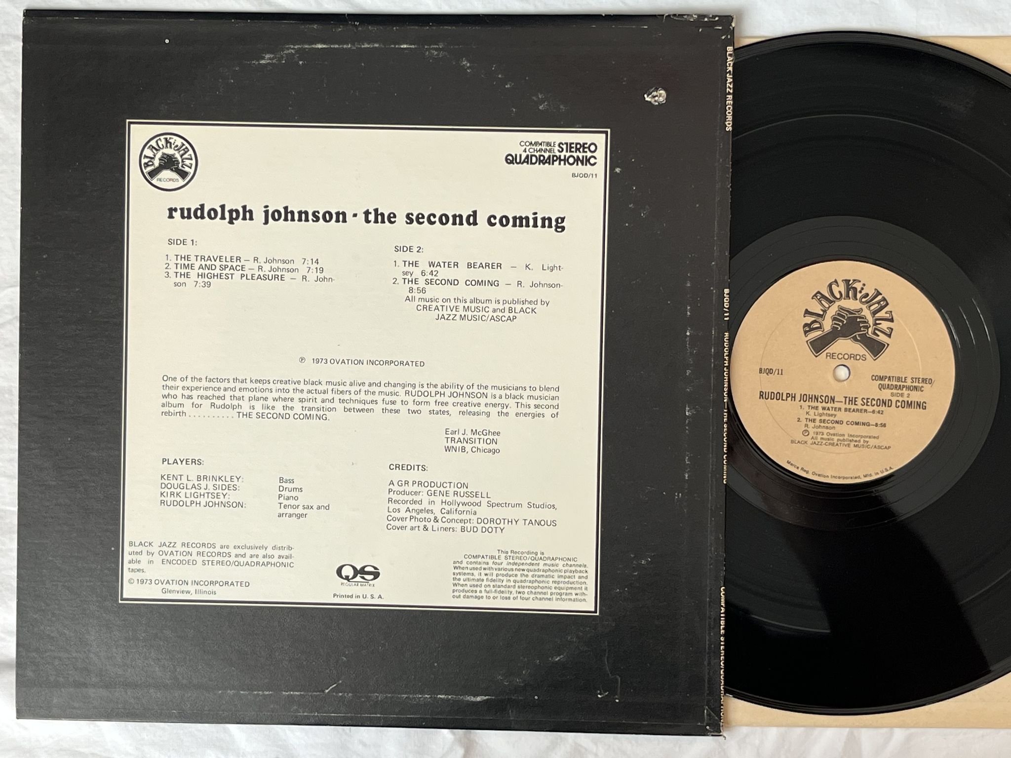 Omslagsbild för skivan RUDOLPH JOHNSON the second coming LP -73 US BLACK JAZZ BJQD/11 *** R A R E **