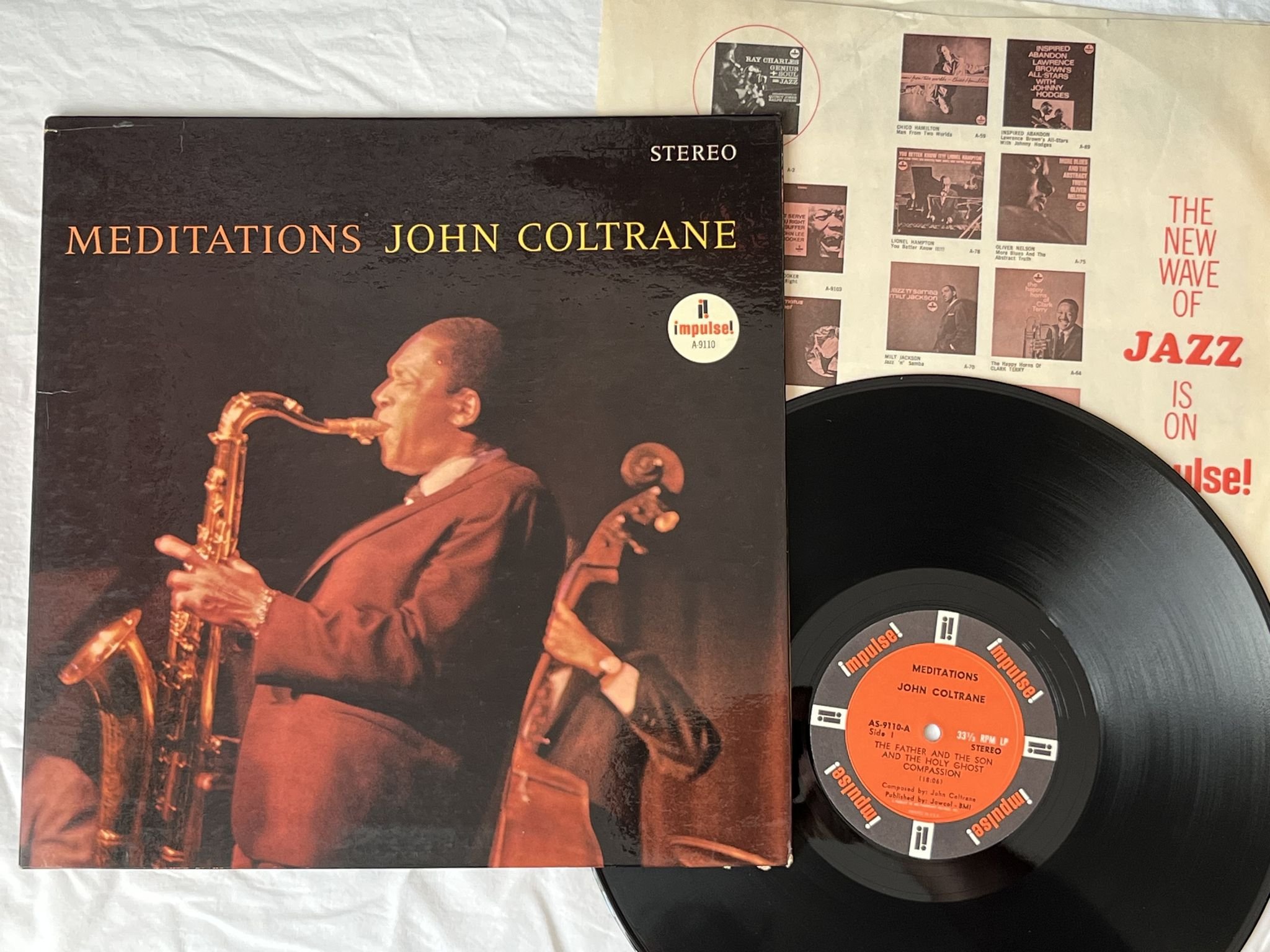 Omslagsbild för skivan JOHN COLTRANE Meditations LP -66 US IMPULSE AS-9110