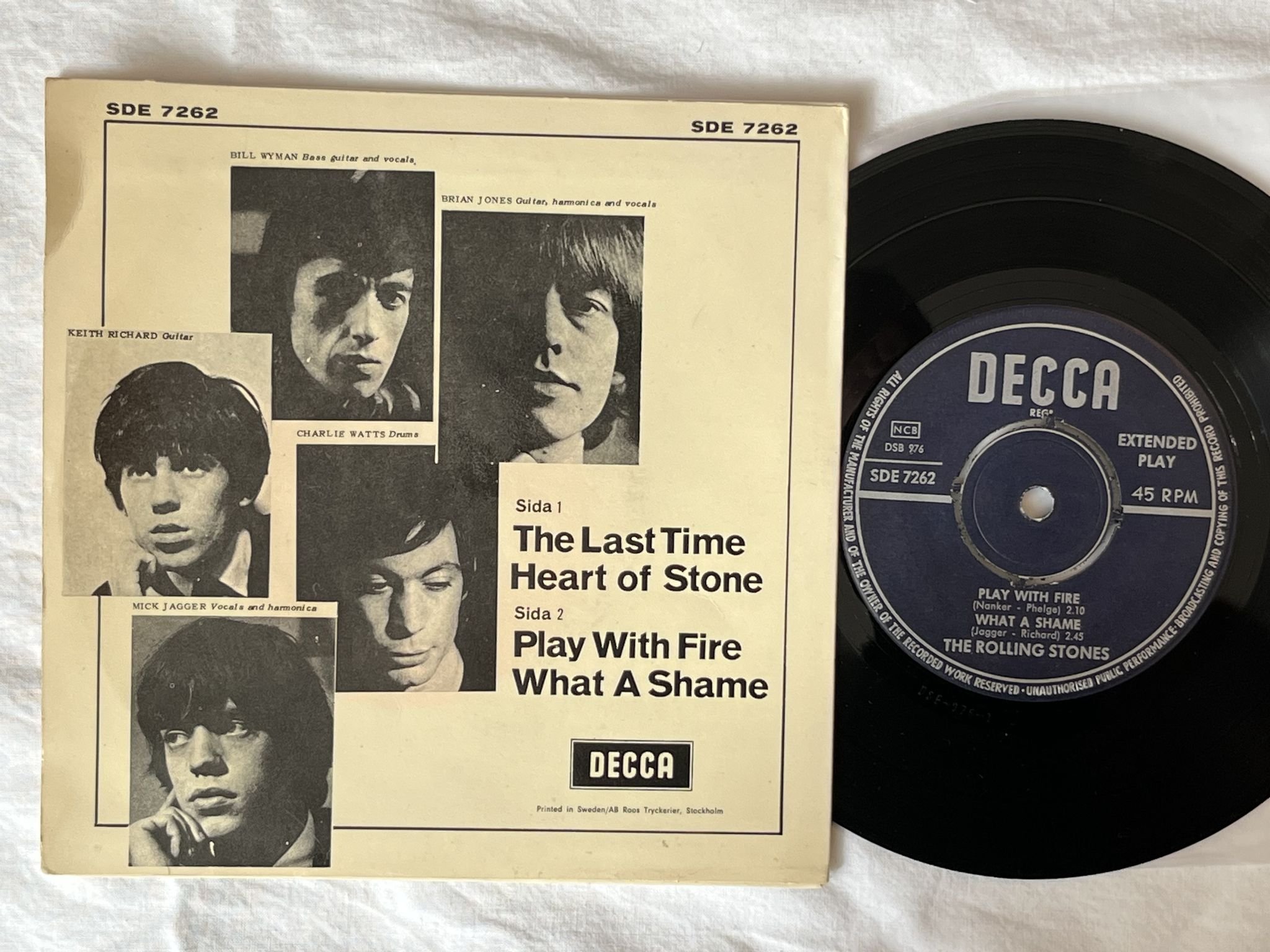 Omslagsbild för skivan THE ROLLING STONES the last time 7"ep -65 Swe DECCA SDE 7262
