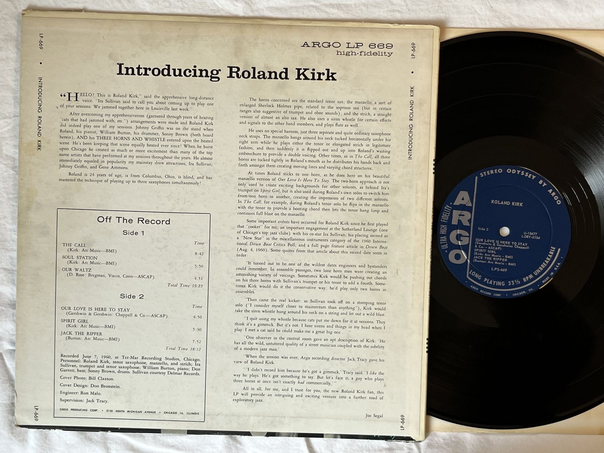 Omslagsbild för skivan ROLAND KIRK Introducing LP -60 US ARGO 669