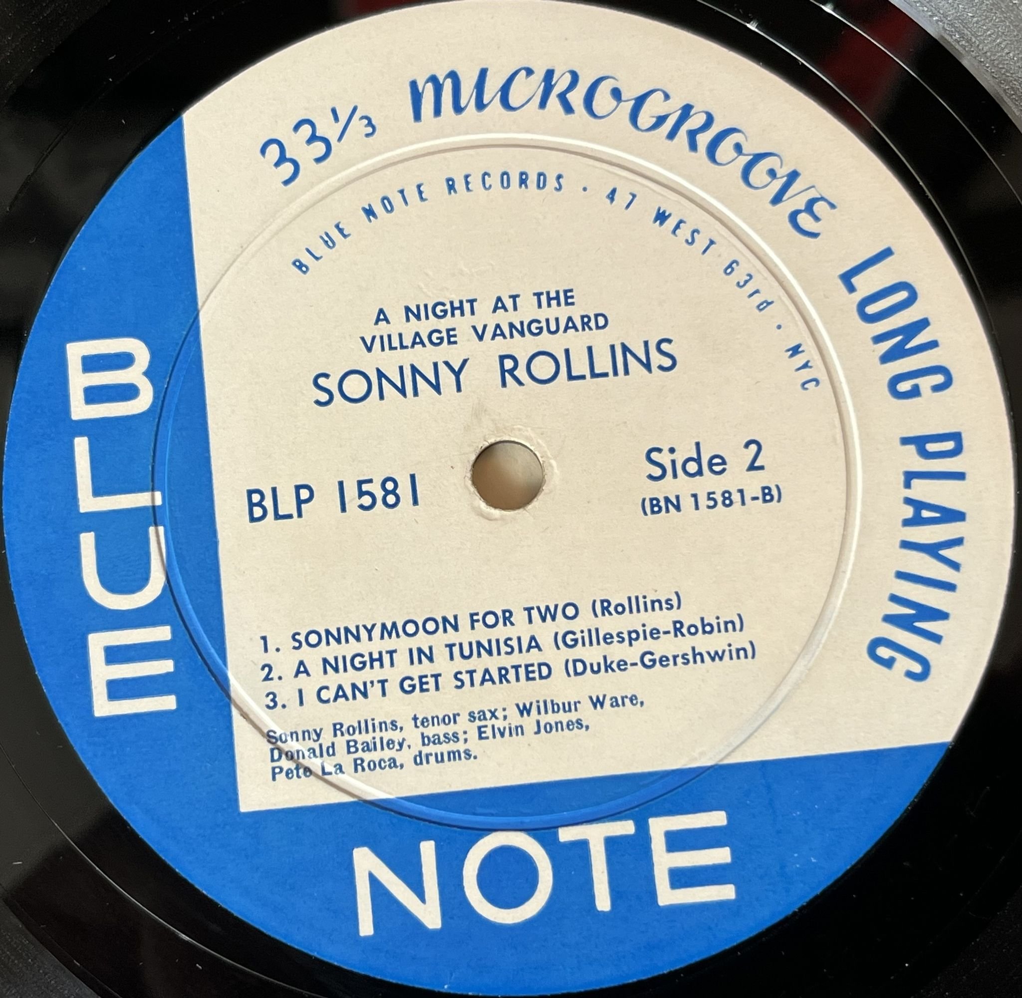 Omslagsbild för skivan SONNY ROLLINS a night at the Village Vanguard LP -57 US BLUE NOTE BLP 1581 Wow!!