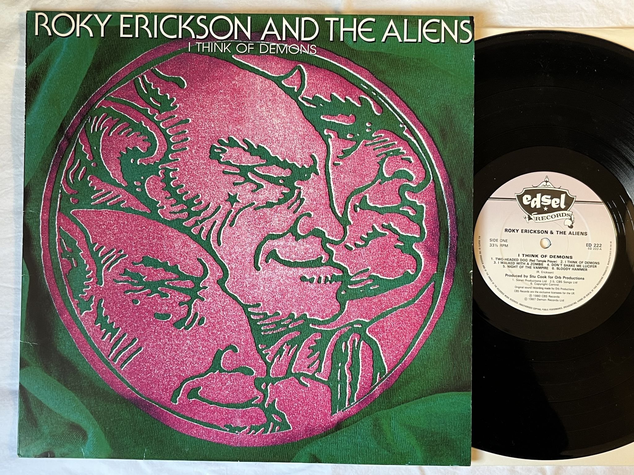 Omslagsbild för skivan ROKY ERICKSON & THE ALIENS I think of demons LP -80/87 UK EDSEL ED 222