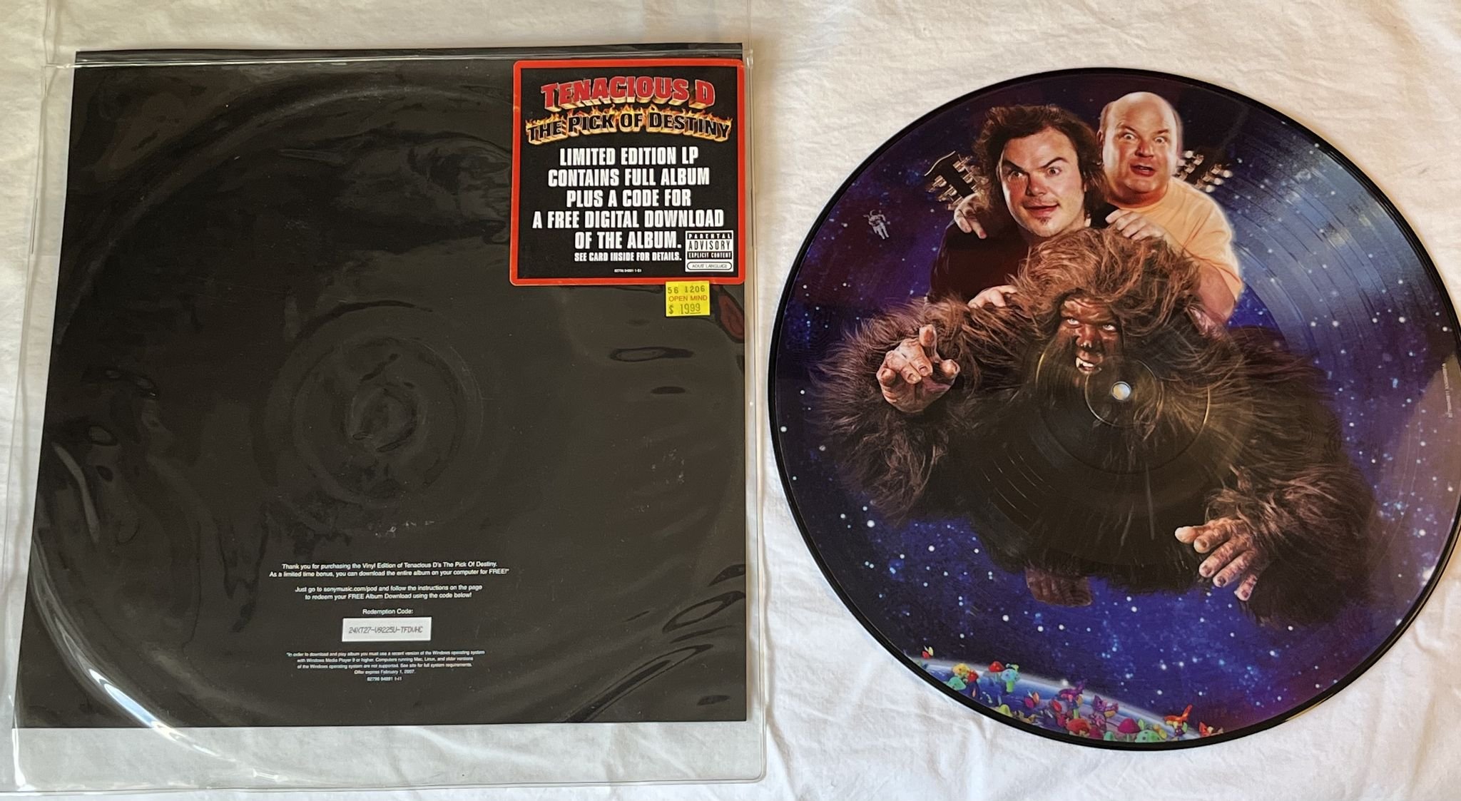 Omslagsbild för skivan TENACIOUS D The Pick Of Destiny LP Picture Disc 2006 US EPIC 82796948911