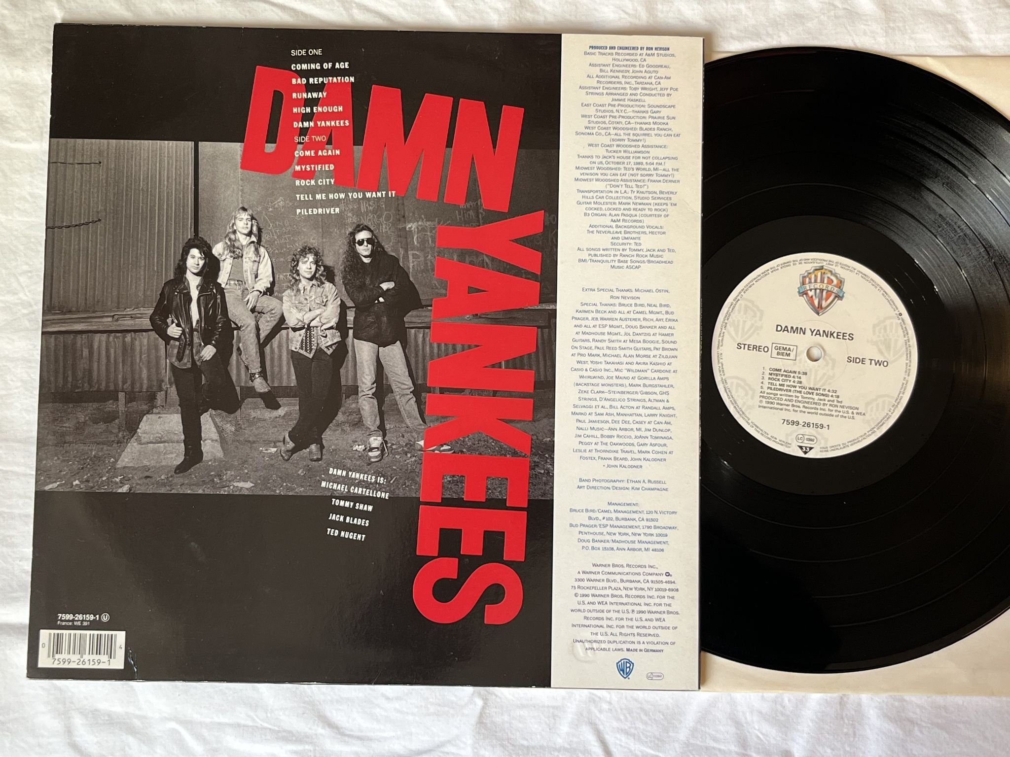 Omslagsbild för skivan DAMN YANKEES s/t LP -90 Ger WARNER BROS 7599261591
