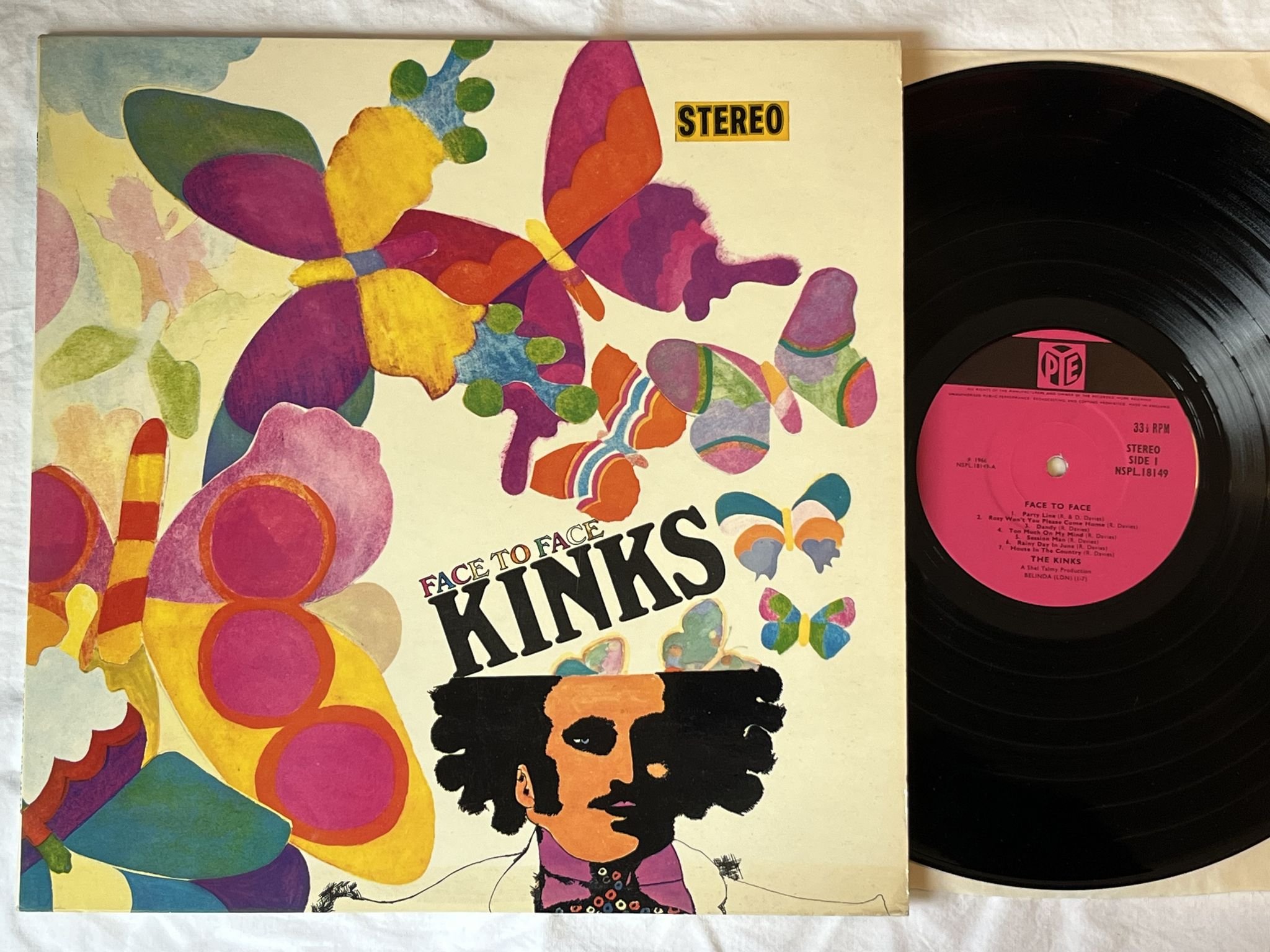 Omslagsbild för skivan KINKS face to face LP -66 UK PYE NSPL 18149