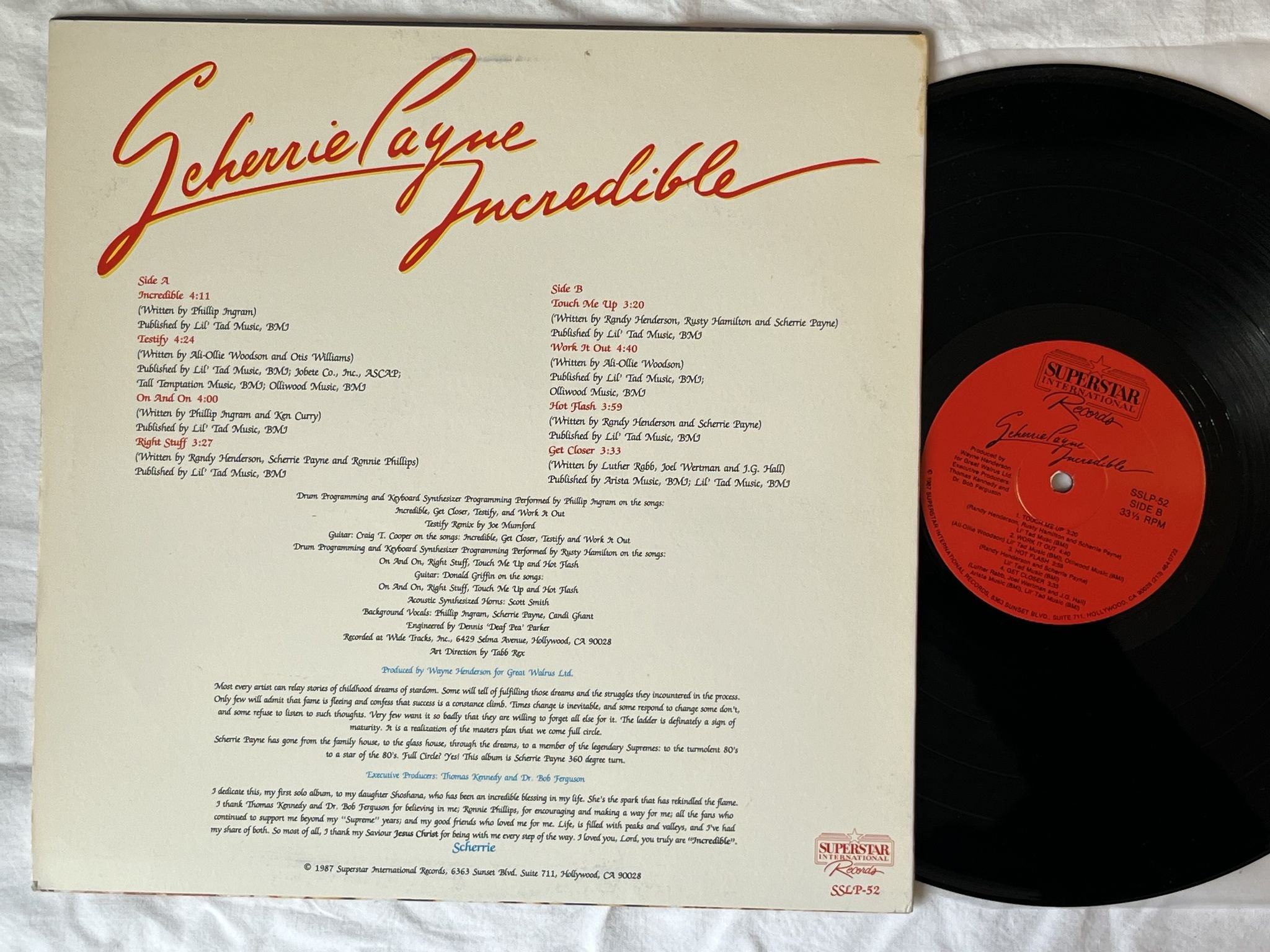 Omslagsbild för skivan SCHERRIE PAYNE Incredible LP -87 US superstar SSLP-52 ** Rare boogie / soul **