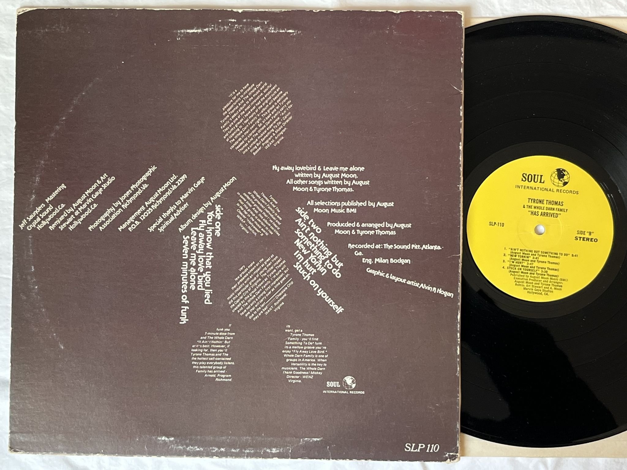 Omslagsbild för skivan TYRONE THOMAS HAS ARRIVED LP -76 US SOUL INT SLP-110 *** 7 MINUTES OF FUNK ***