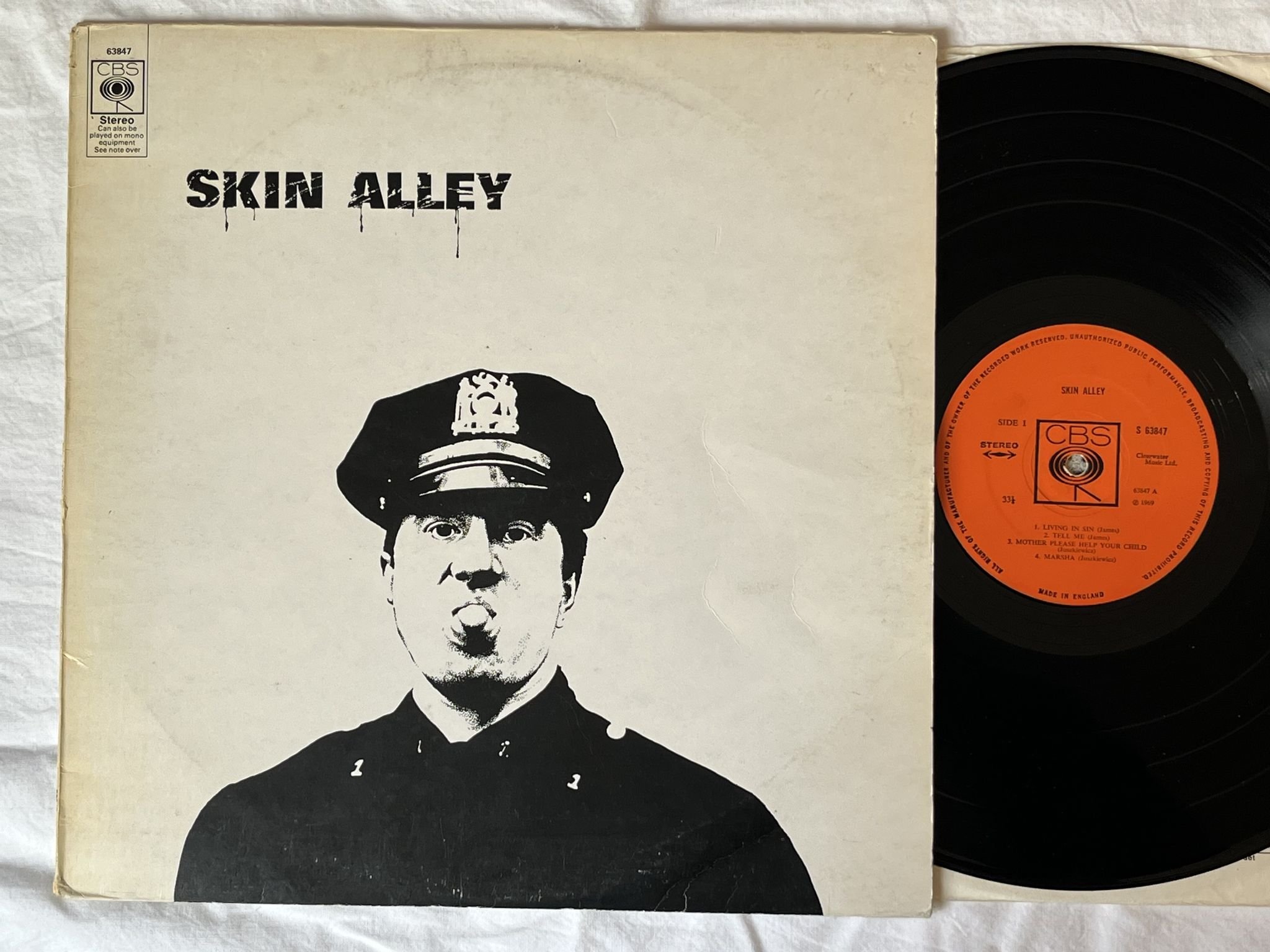 Omslagsbild för skivan SKIN ALLEY s/t LP -69 UK CBS S 63847 *** PROG JAZZ ROCK ***