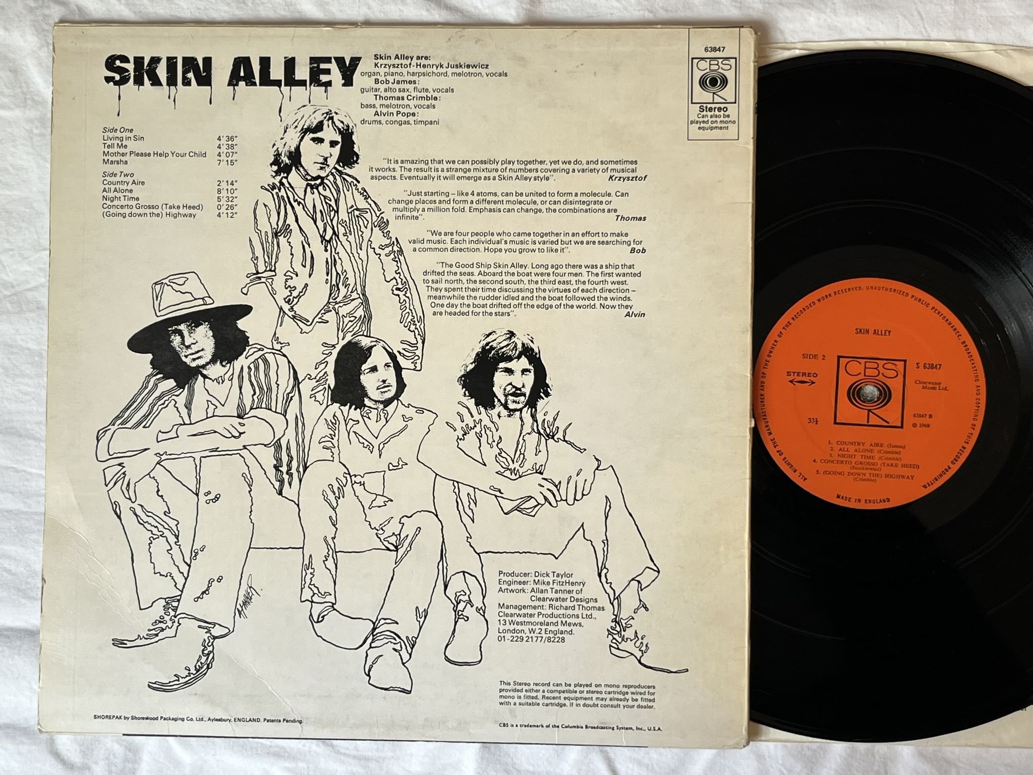Omslagsbild för skivan SKIN ALLEY s/t LP -69 UK CBS S 63847 *** PROG JAZZ ROCK ***
