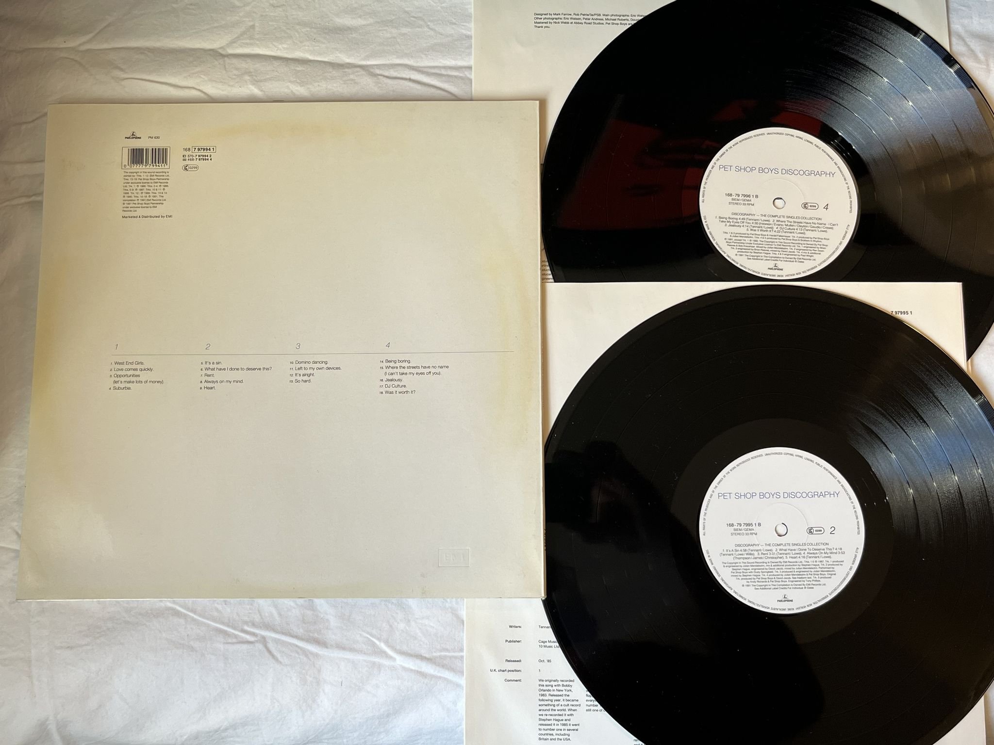 Omslagsbild för skivan PET SHOP BOYS Discography 2xLP -91 PARLOPHONE 168 7 97994 1