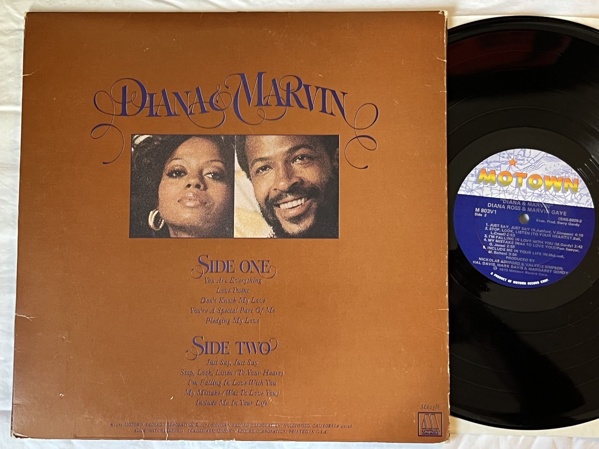 Omslagsbild för skivan DIANA ROSS & MARVIN GAYE Diana & Ross LP -73 US MOTOWN M 803V1