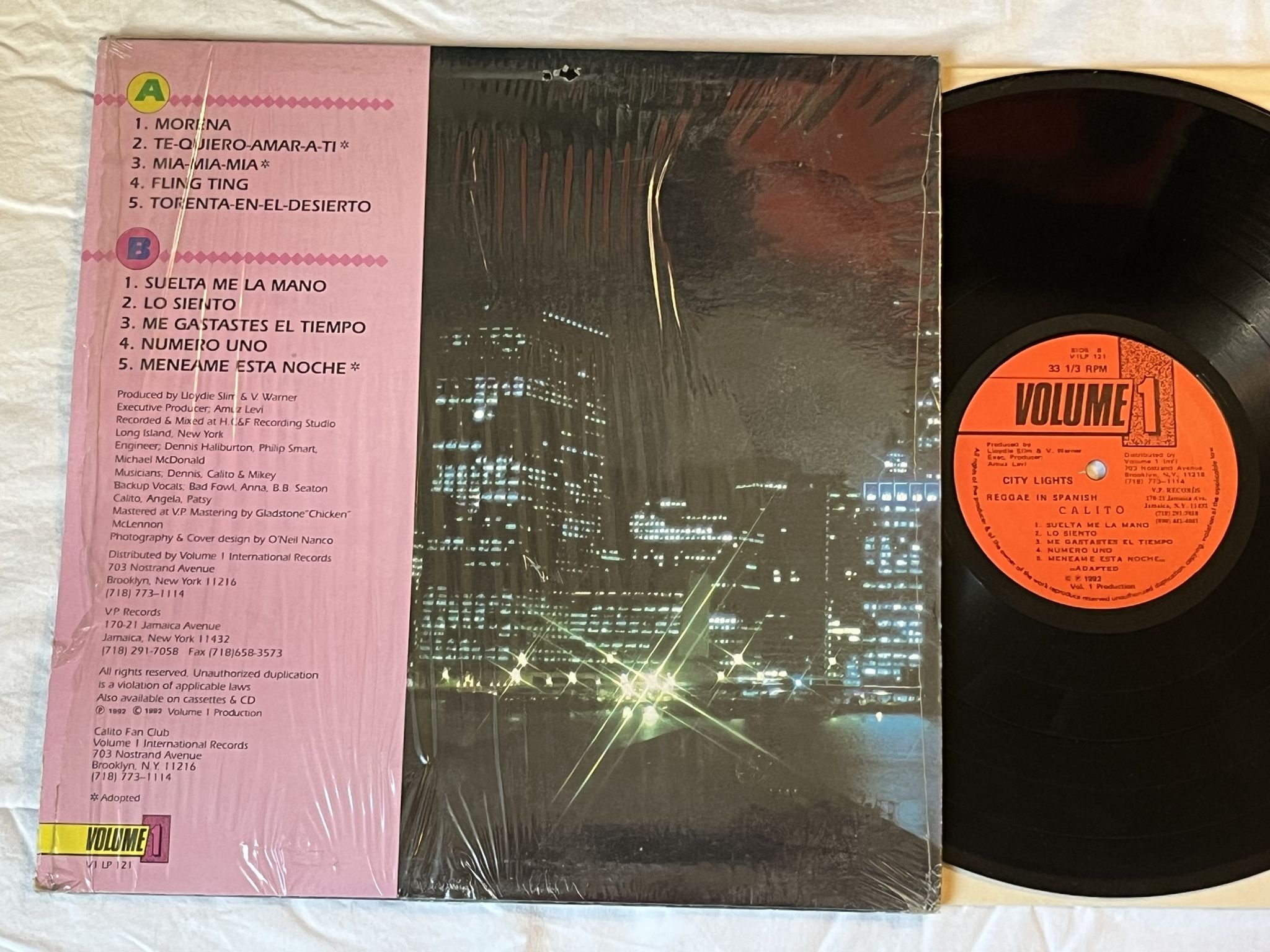 Omslagsbild för skivan CALITO city lights LP -92 US V1LP 121 *** rare HIP HOP REGGAE in spanish ***