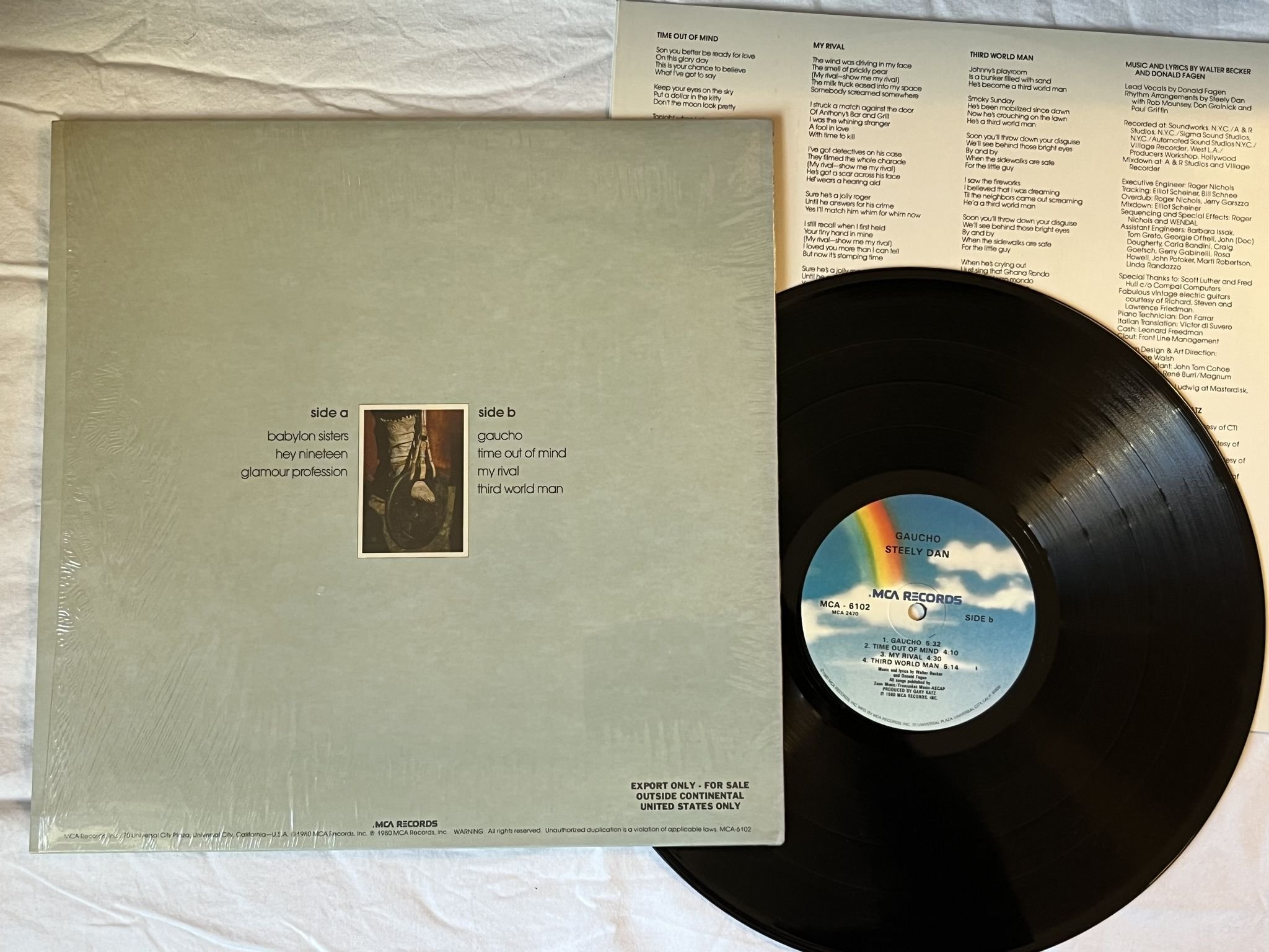 Omslagsbild för skivan STEELY DAN gaucho LP -80 US MCA-6102