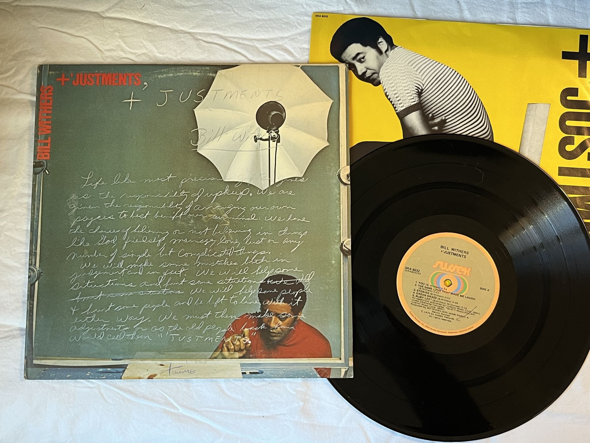 Omslagsbild för skivan BILL WITHERS +justments LP -74 US SUSSEX SRA 8032