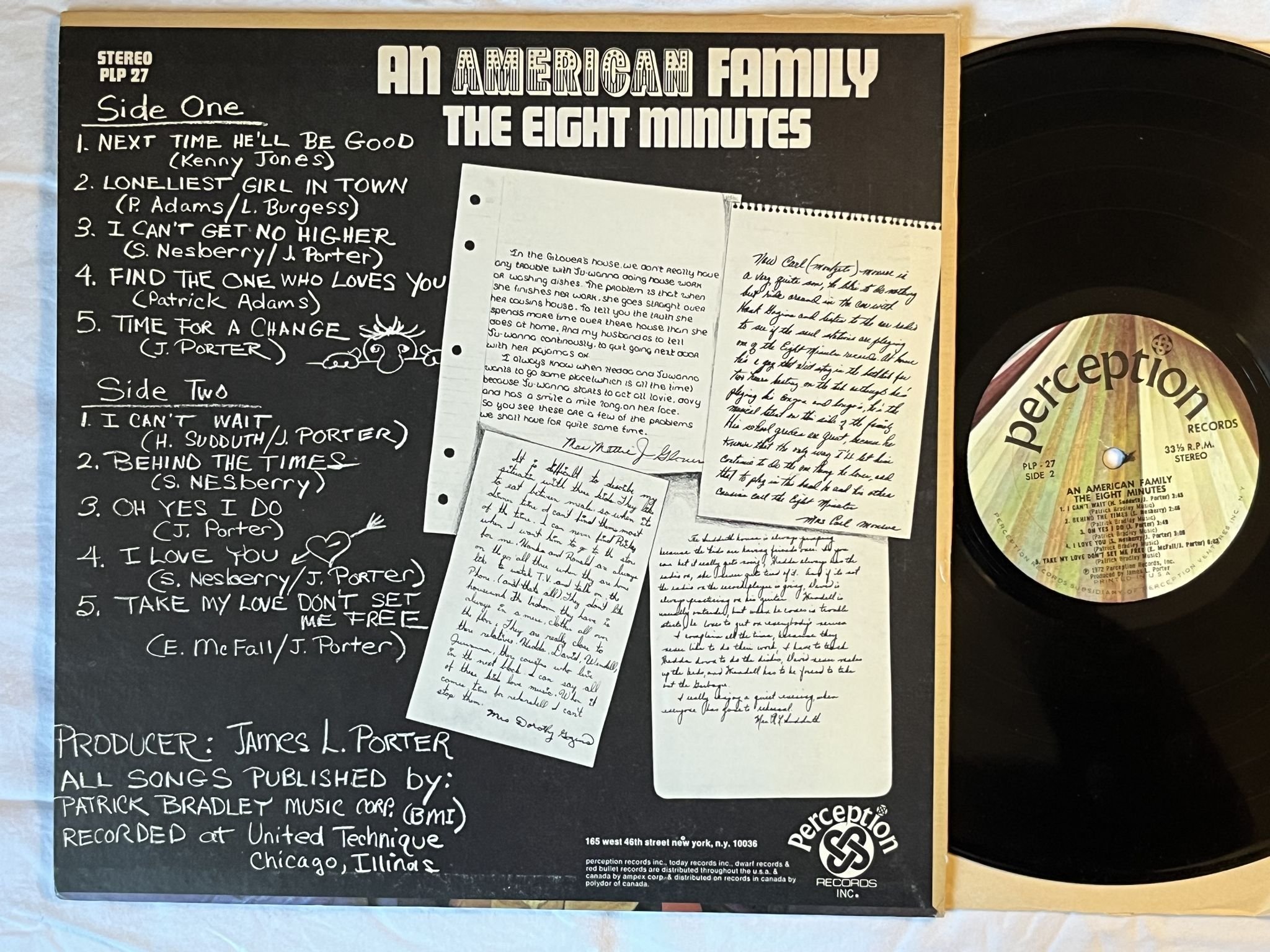 Omslagsbild för skivan THE AMERICAN FAMILY the eight minutes LP -72 US PERCEPTION PLP 27