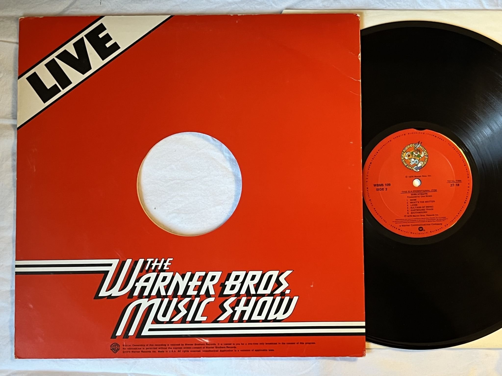 Omslagsbild för skivan DIRE STRAITS Live (The Warner Bros. Music Show) LP -79 US WARNER promo WBMS 109