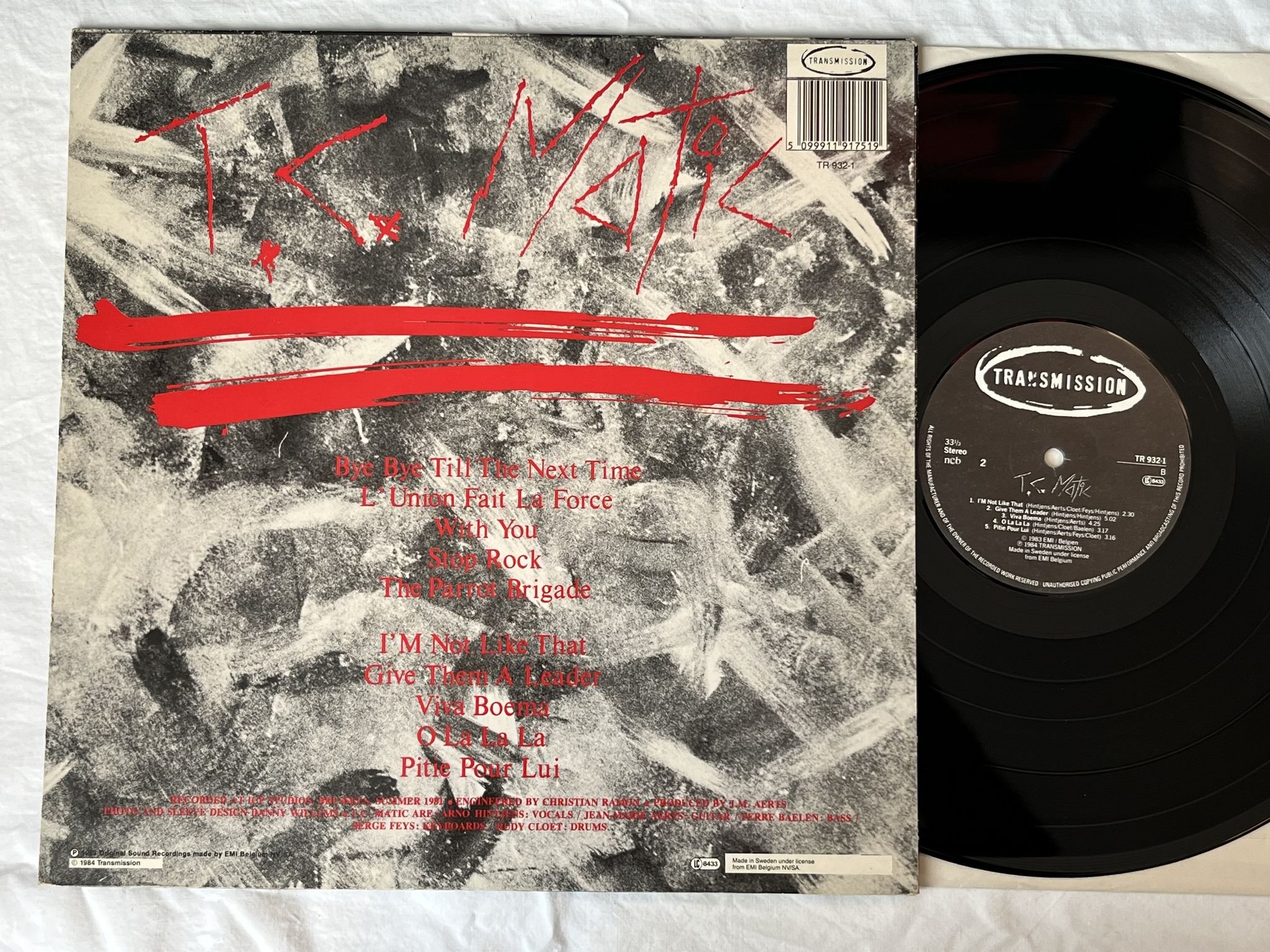 Omslagsbild för skivan T.C. MATIC s/t LP -84 TRANSMISSION TR 932-1 *** NEW WAVE ***