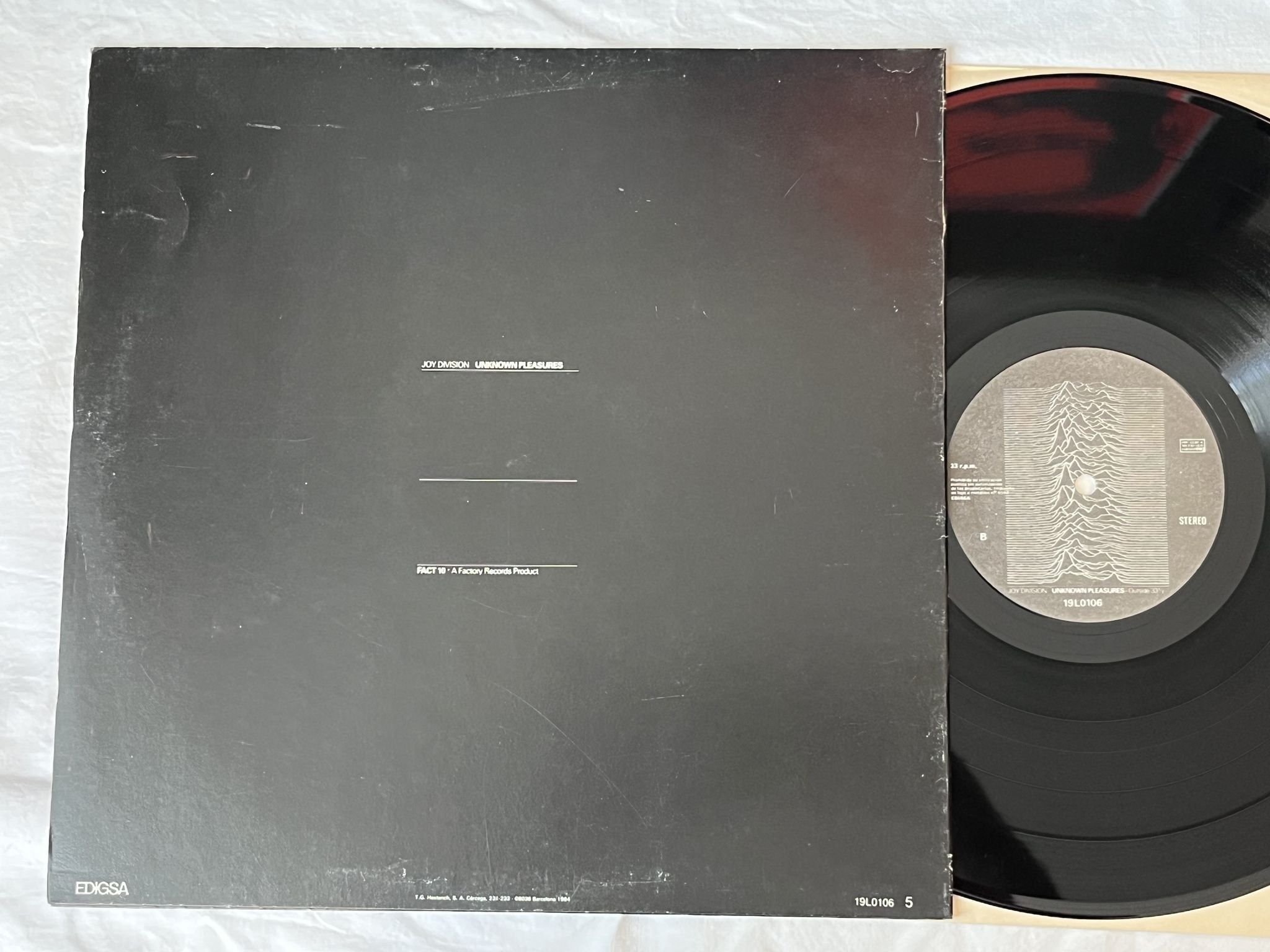 Omslagsbild för skivan JOY DIVISION unknown pleasures LP -81 Spain FACTORY 19L0106