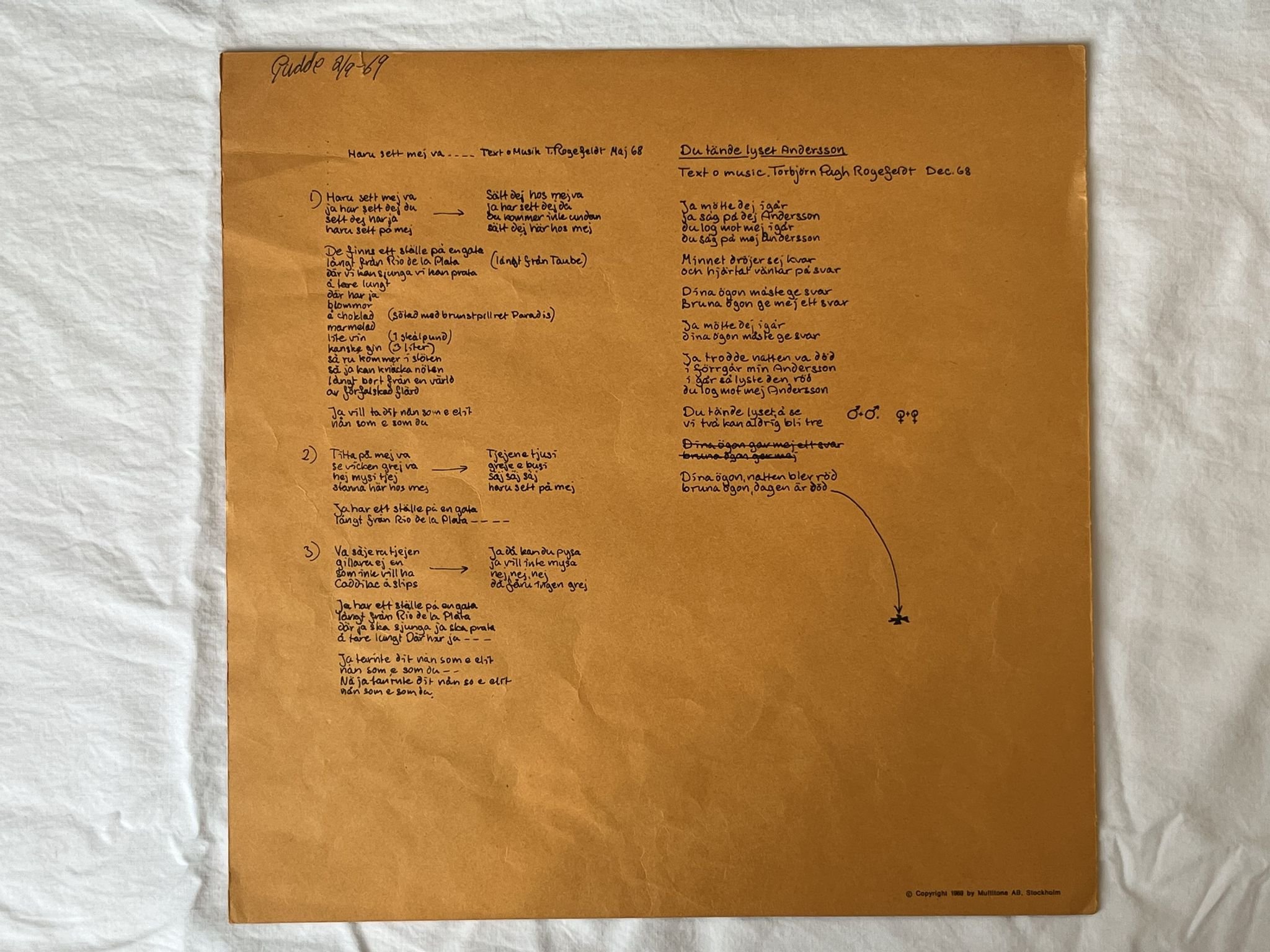 Omslagsbild för skivan PUGH ROGEFELDT ja dä ä dä LP -69 Swe METRONOME MLP 15.336 ** MEGA RARE BLACK **