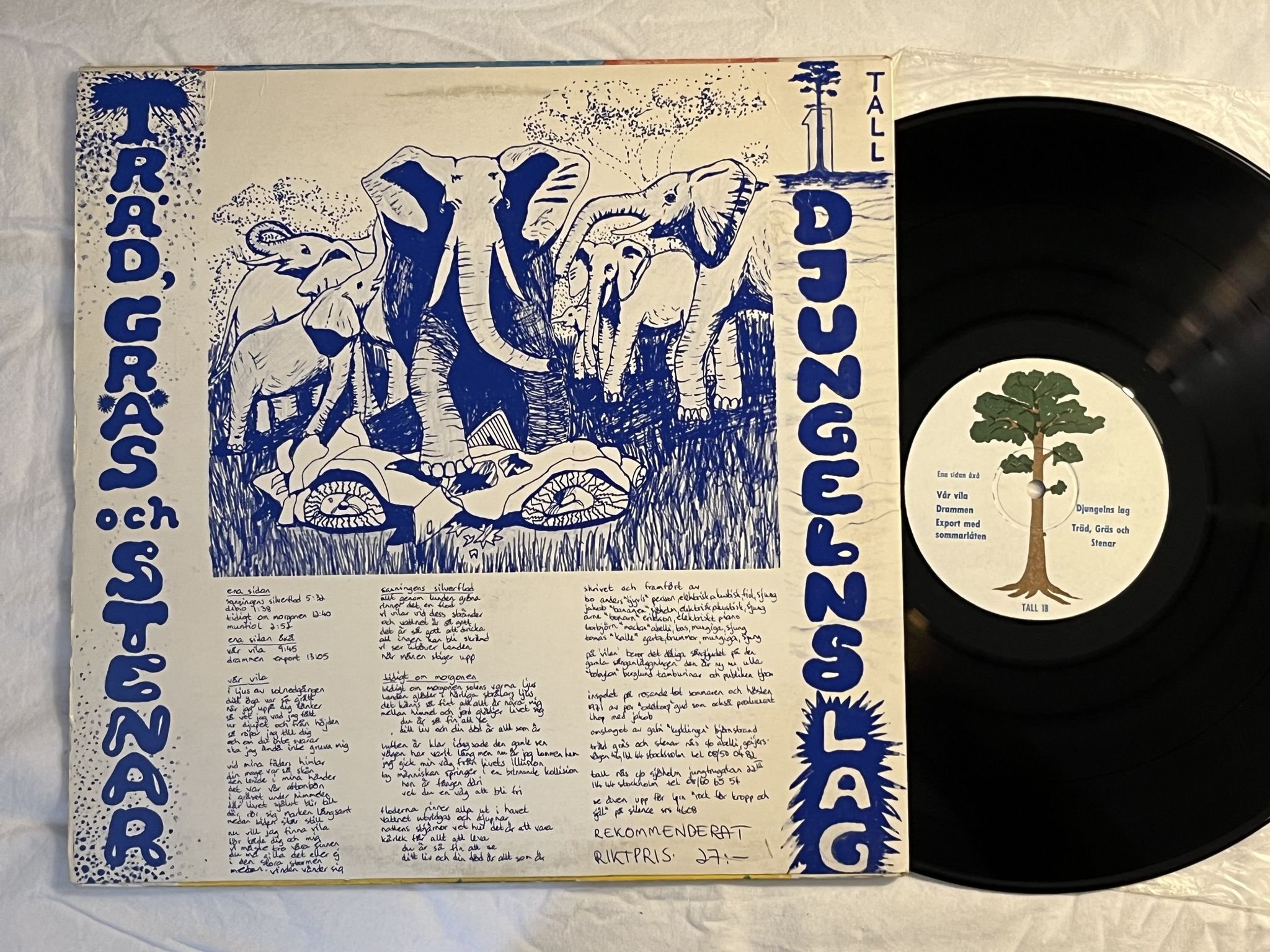 Omslagsbild för skivan TRÄD GRÄS OCH STENAR Djungelns Lag LP -72 Swe TALL 1 *** rareE psych rock ***