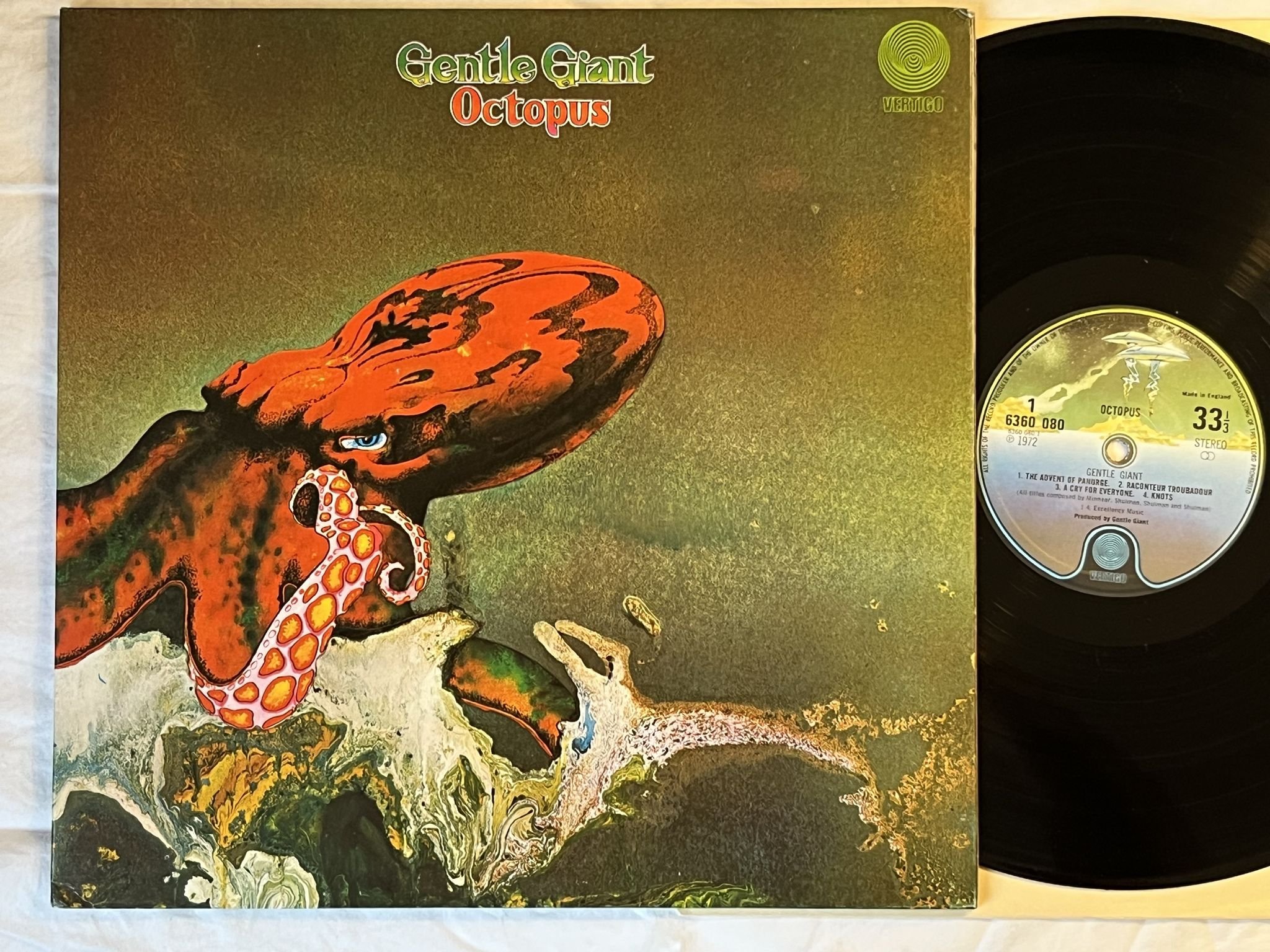 Omslagsbild för skivan GENTLE GIANT octopus LP -72/73 UK VERTIGO spaceship 6360 080 ** PROG **