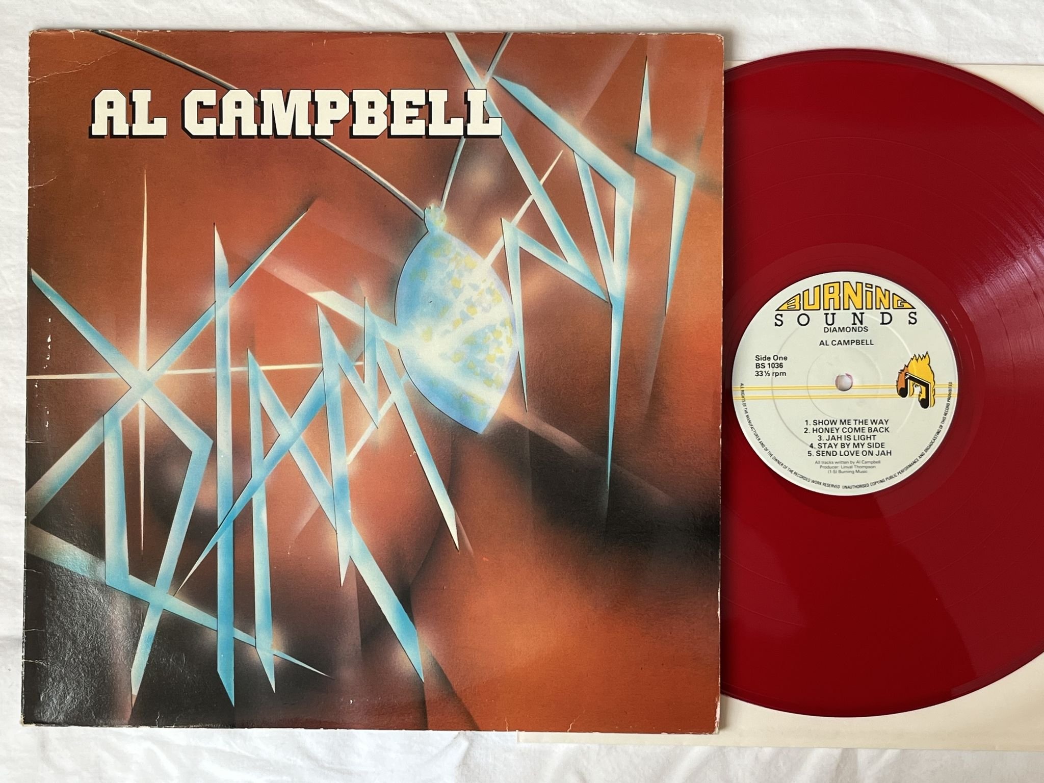 Omslagsbild för skivan AL CAMPBELL diamonds LP -79 UK BURNING SOUNDS BS 1036 ** RED VINYL **