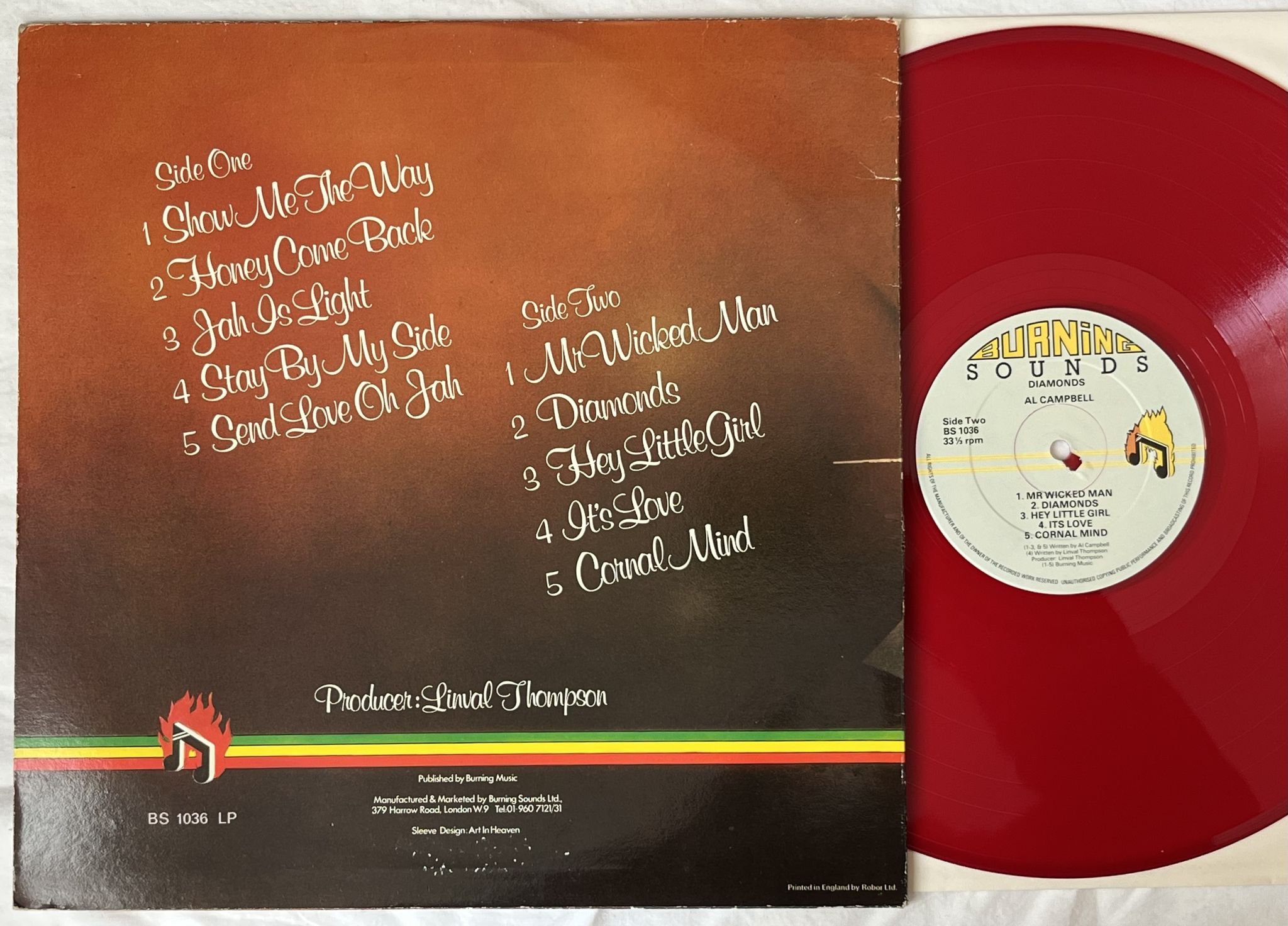 Omslagsbild för skivan AL CAMPBELL diamonds LP -79 UK BURNING SOUNDS BS 1036 ** RED VINYL **