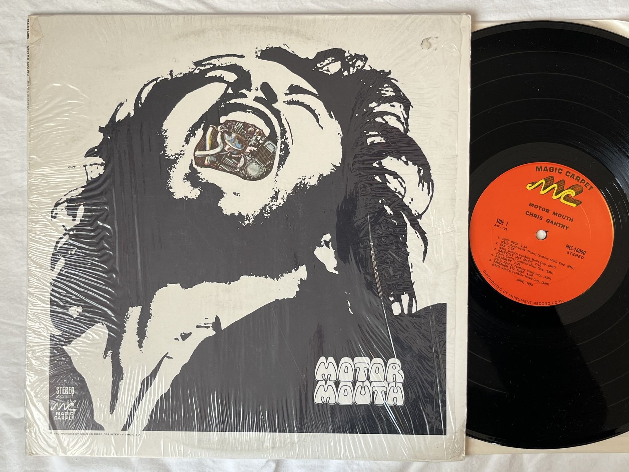 Omslagsbild för skivan CHRIS GANTRY motor mouth LP -70 US MAGIC CARPET MCS-16000 *** PSYCH BLUES ***