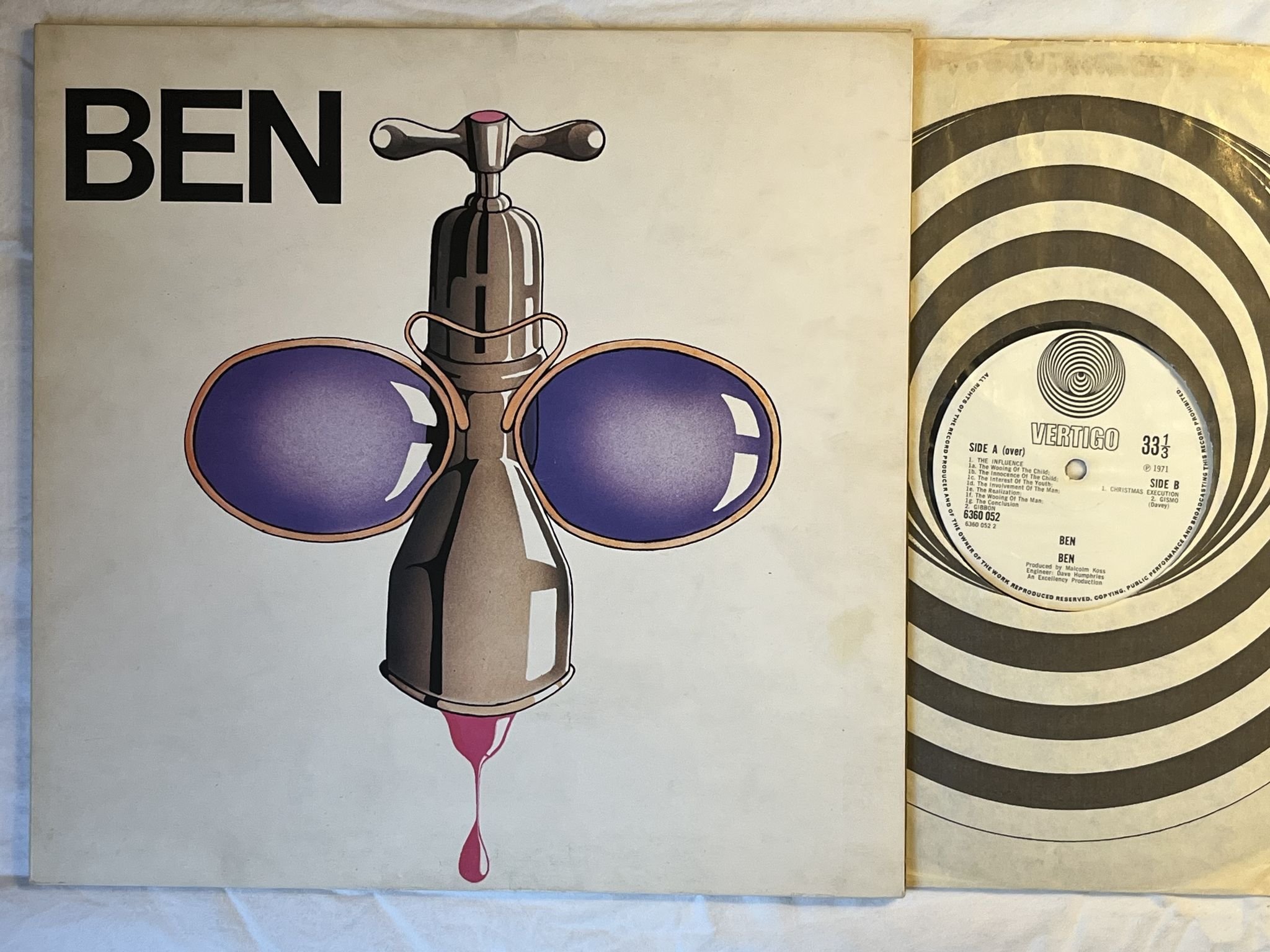 Omslagsbild för skivan BEN s/t LP -71 UK VERTIGO 6360 052 ***** MEGA RARE JAZZ PROG *****