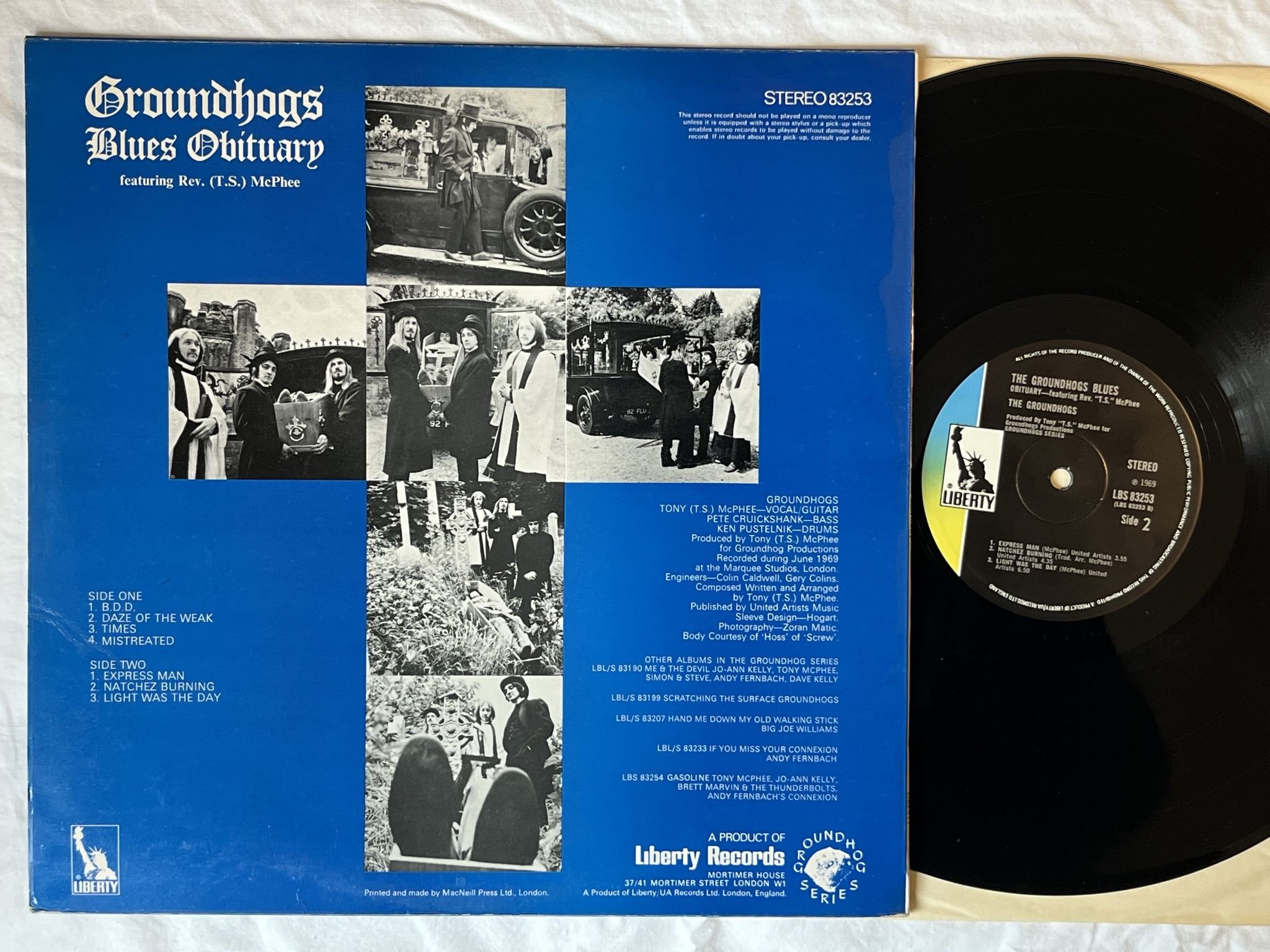 Omslagsbild för skivan GROUNDHOGS Blues Obituary LP -69/70 UK LIBERTY LBS 83253