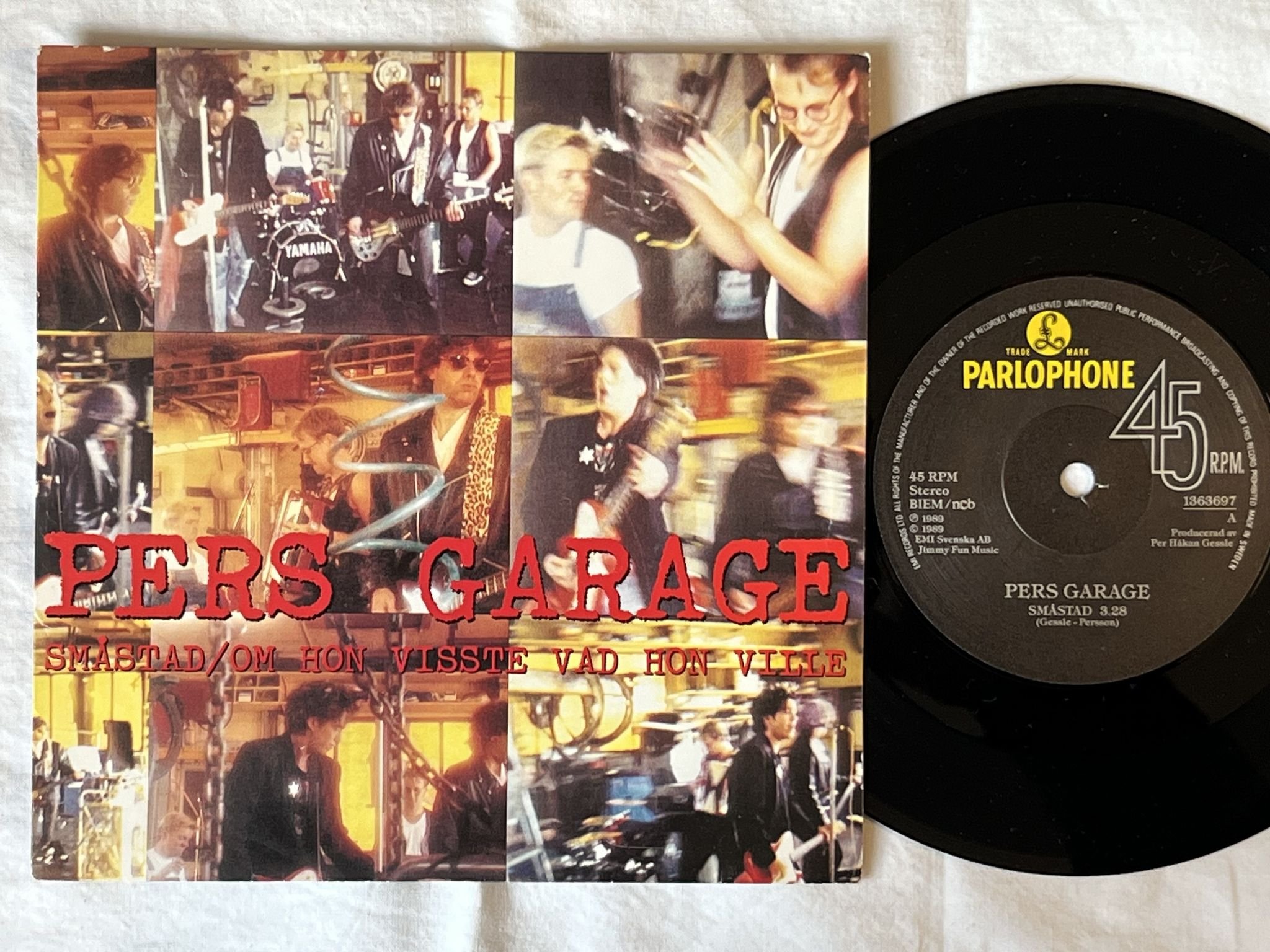 Omslagsbild för skivan PERS GARAGE om hon visste vad hon ville 7" -89 PARLOPHONE 1363697 * Per Gessle