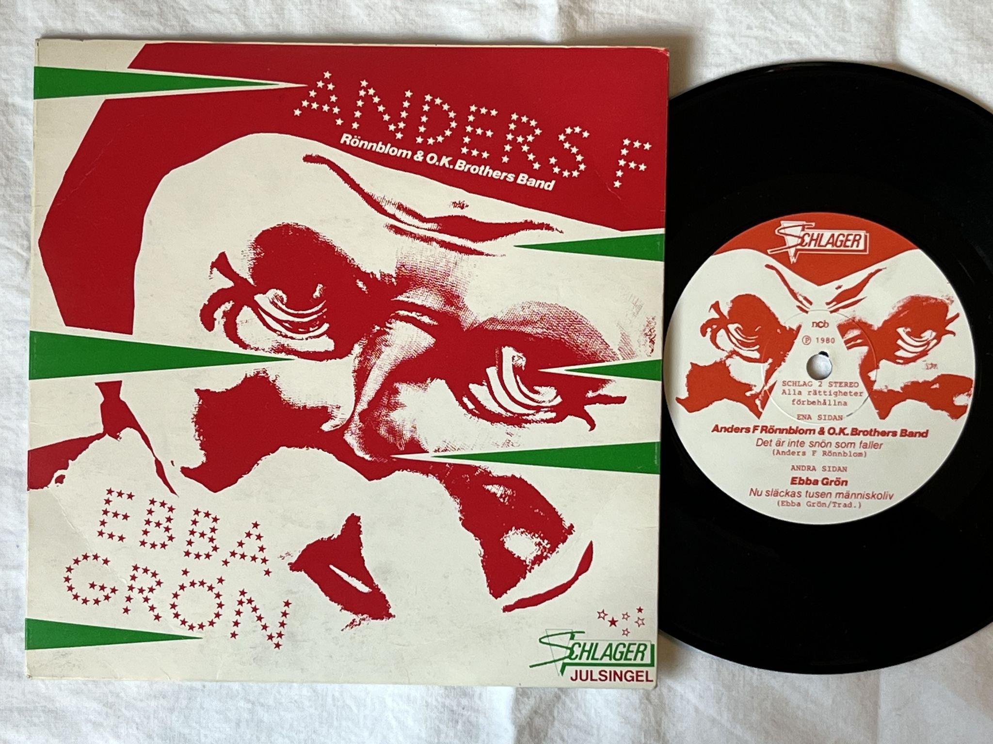 Omslagsbild för skivan EBBA GRÖN nu släckas tusen människoliv 7" -80 SCHLAGER SCHLAG 2