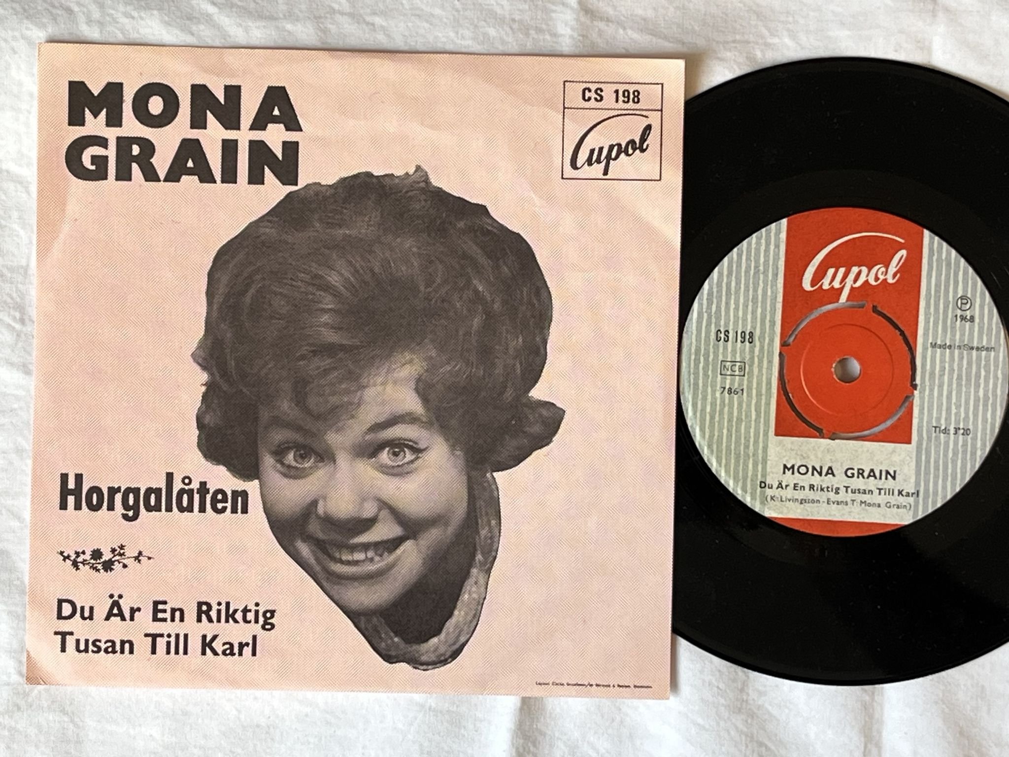 Omslagsbild för skivan MONA GRAIN horgalåten 7" -68 CUPOL CS 198