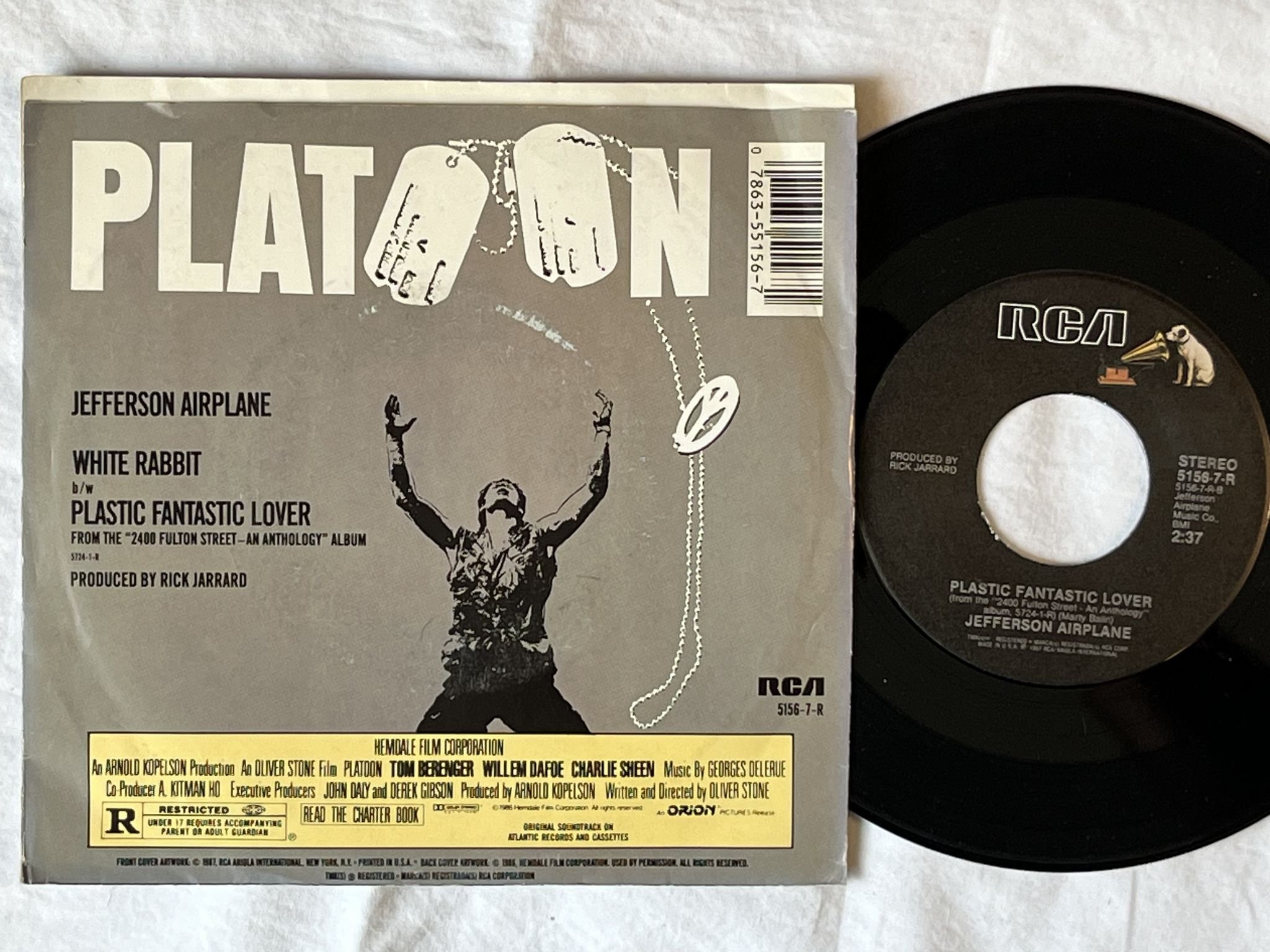 Omslagsbild för skivan JEFFERSON AIRPLANE White Rabbit 7" re -67/87 US RCA 5156-7-R