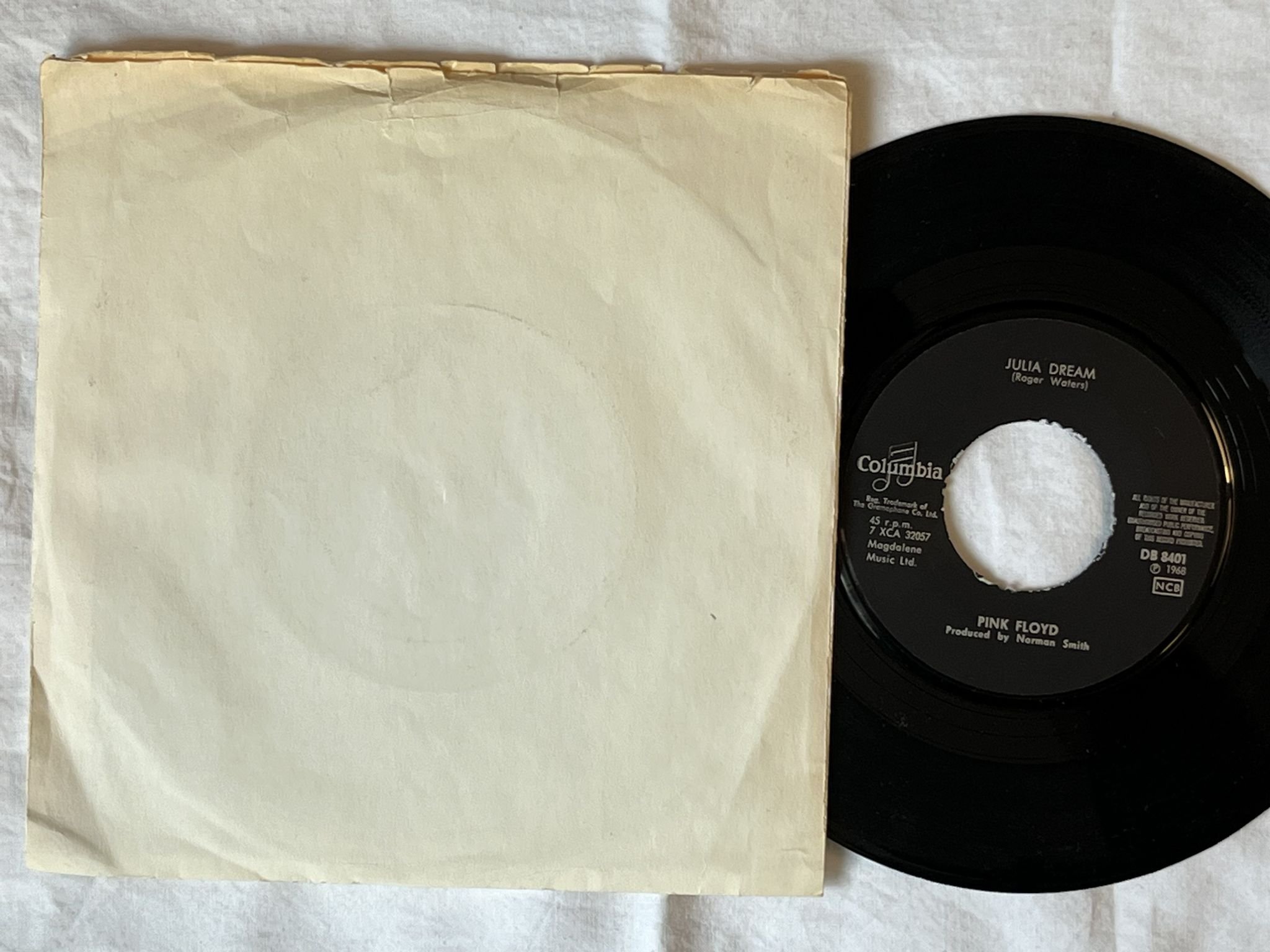 Omslagsbild för skivan PINK FLOYD It Would Be So Nice 7" -68 Swe COLUMBIA DB 8401 *** MEGA RARE 45 ***