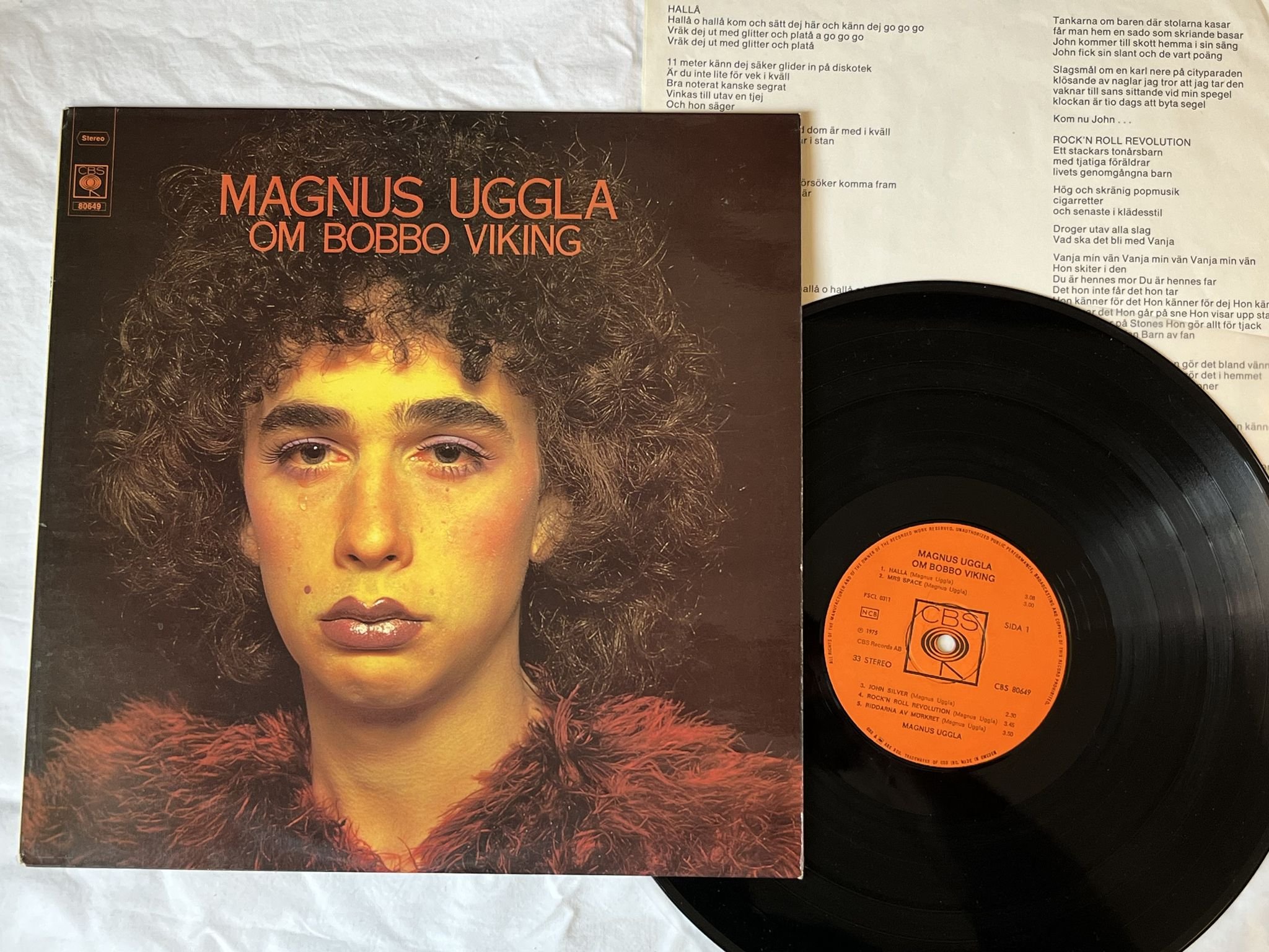 Omslagsbild för skivan MAGNUS UGGLA Om Bobbo Viking LP -75 CBS 80649