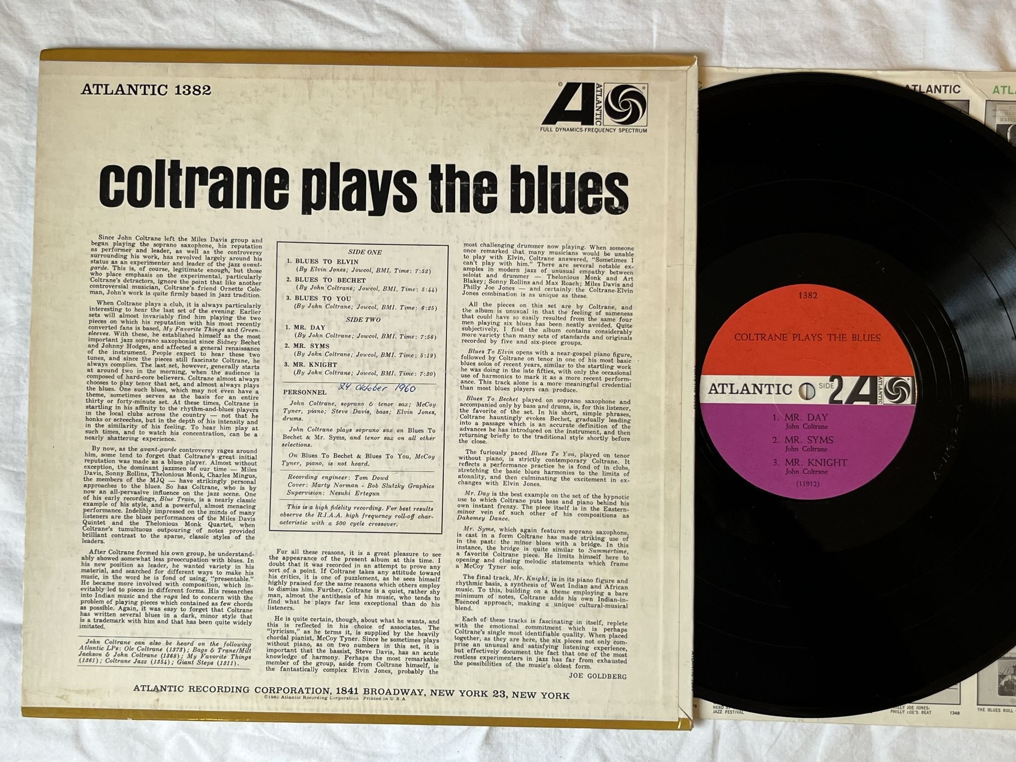 Omslagsbild för skivan JOHN COLTRANE Coltrane Plays The Blues LP -62 US ATLANTIC 1382