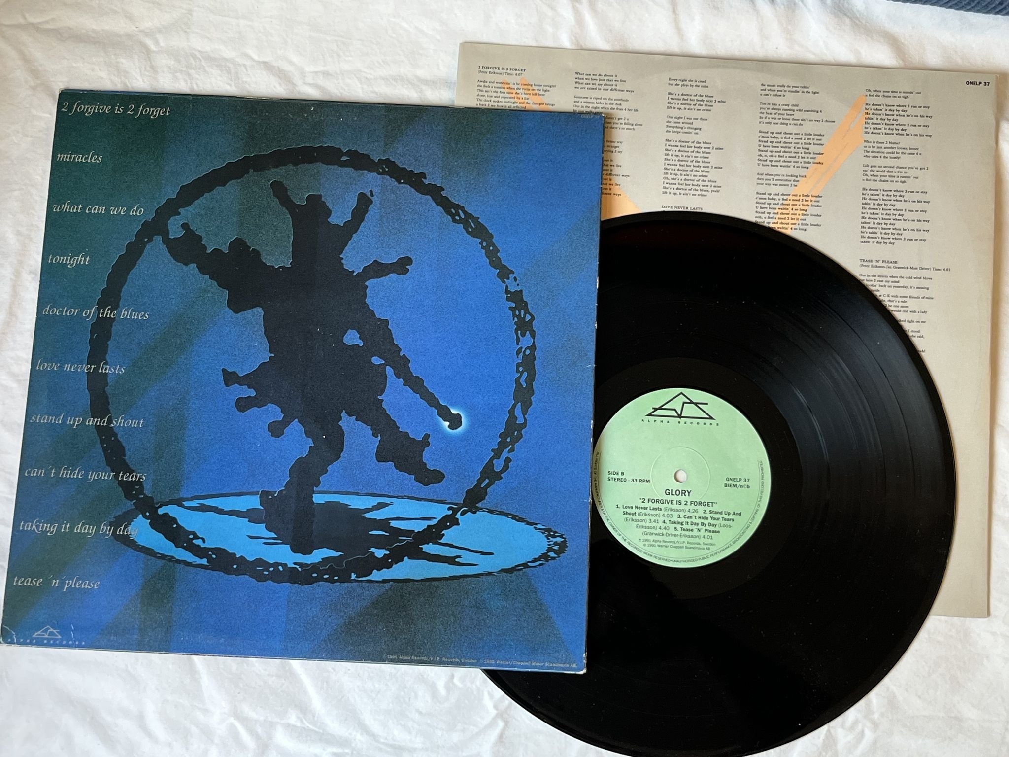 Omslagsbild för skivan GLORY 2 forgive is 2 forget LP -91 ALPHA ONELP 37